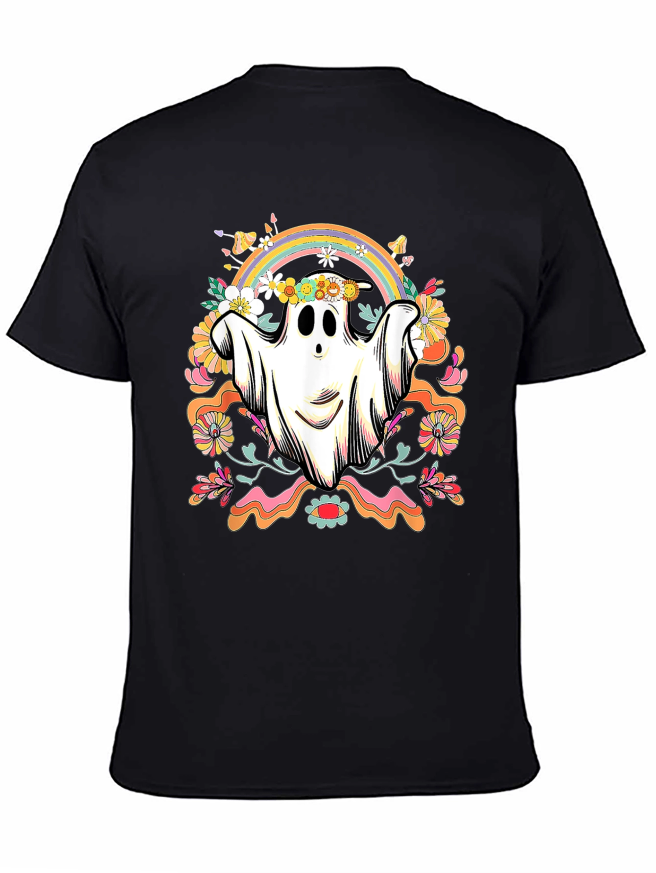 Hippie Ghost T-Shirt - Spooky Retro Design