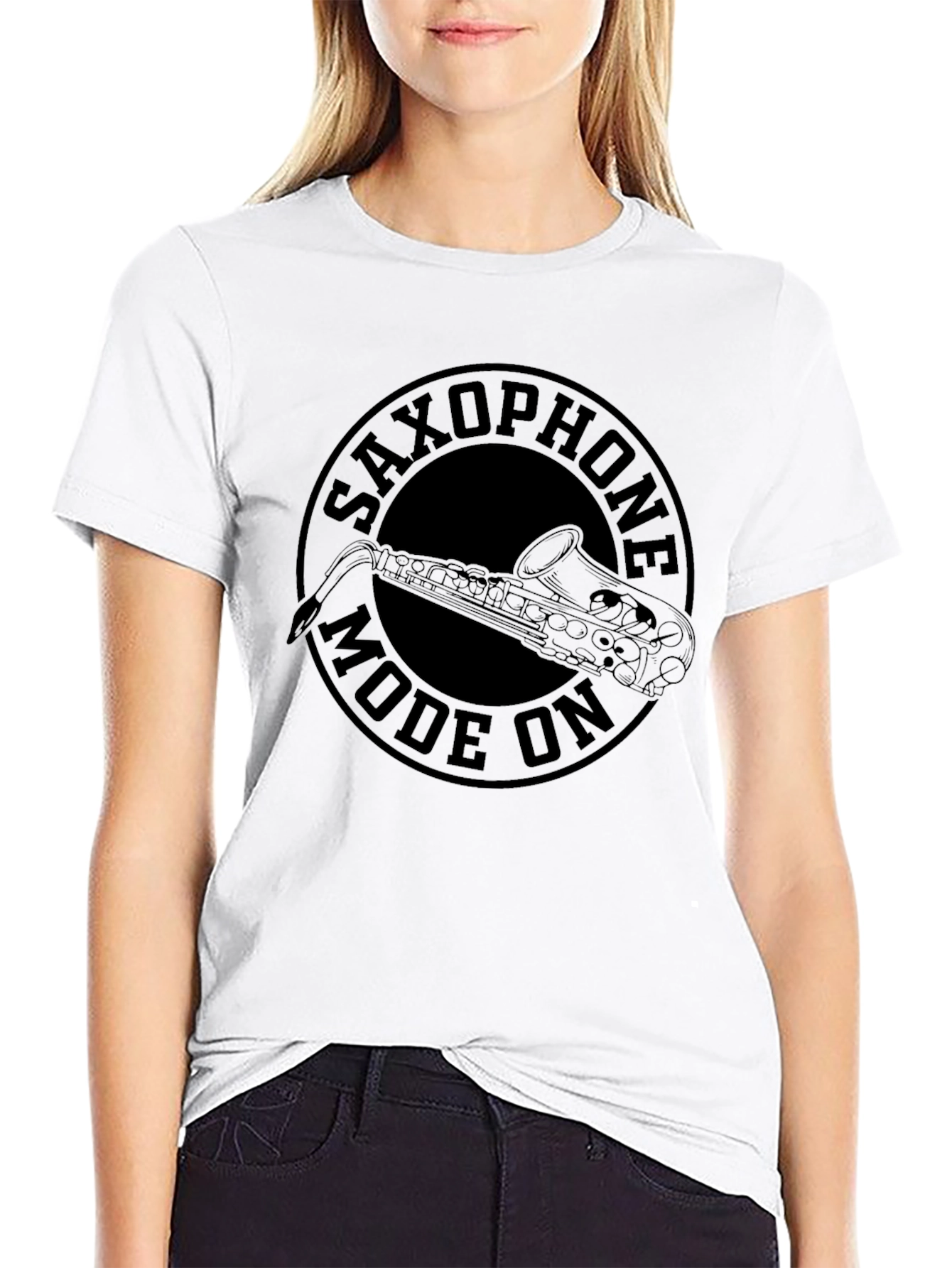 Saxophone Mode On Black Graphic Tee