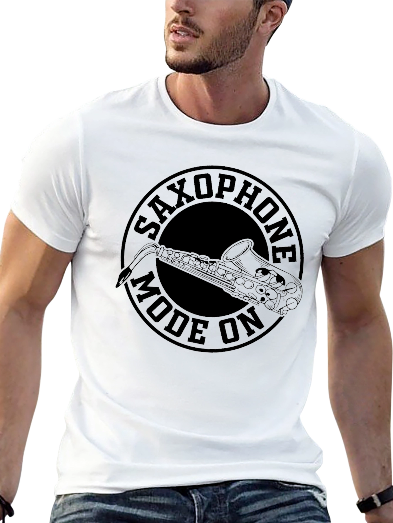 Saxophone Mode On Black Graphic Tee