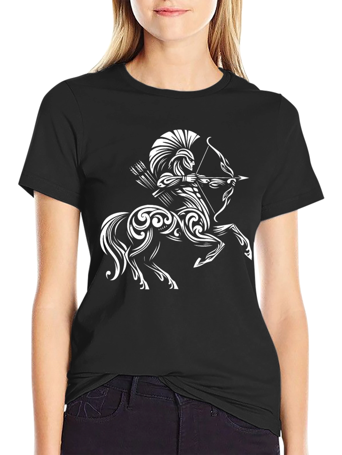 Sagittarius Centaur Graphic Tee - Black Cotton Shirt