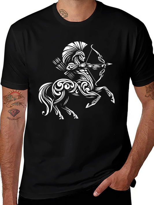 Sagittarius Centaur Graphic Tee - Black Cotton Shirt