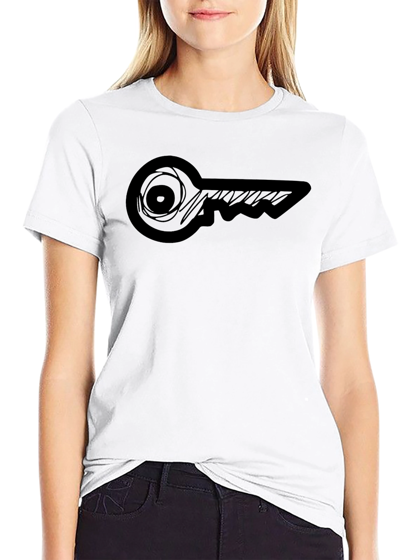 Abstract Key Graphic Black Tee