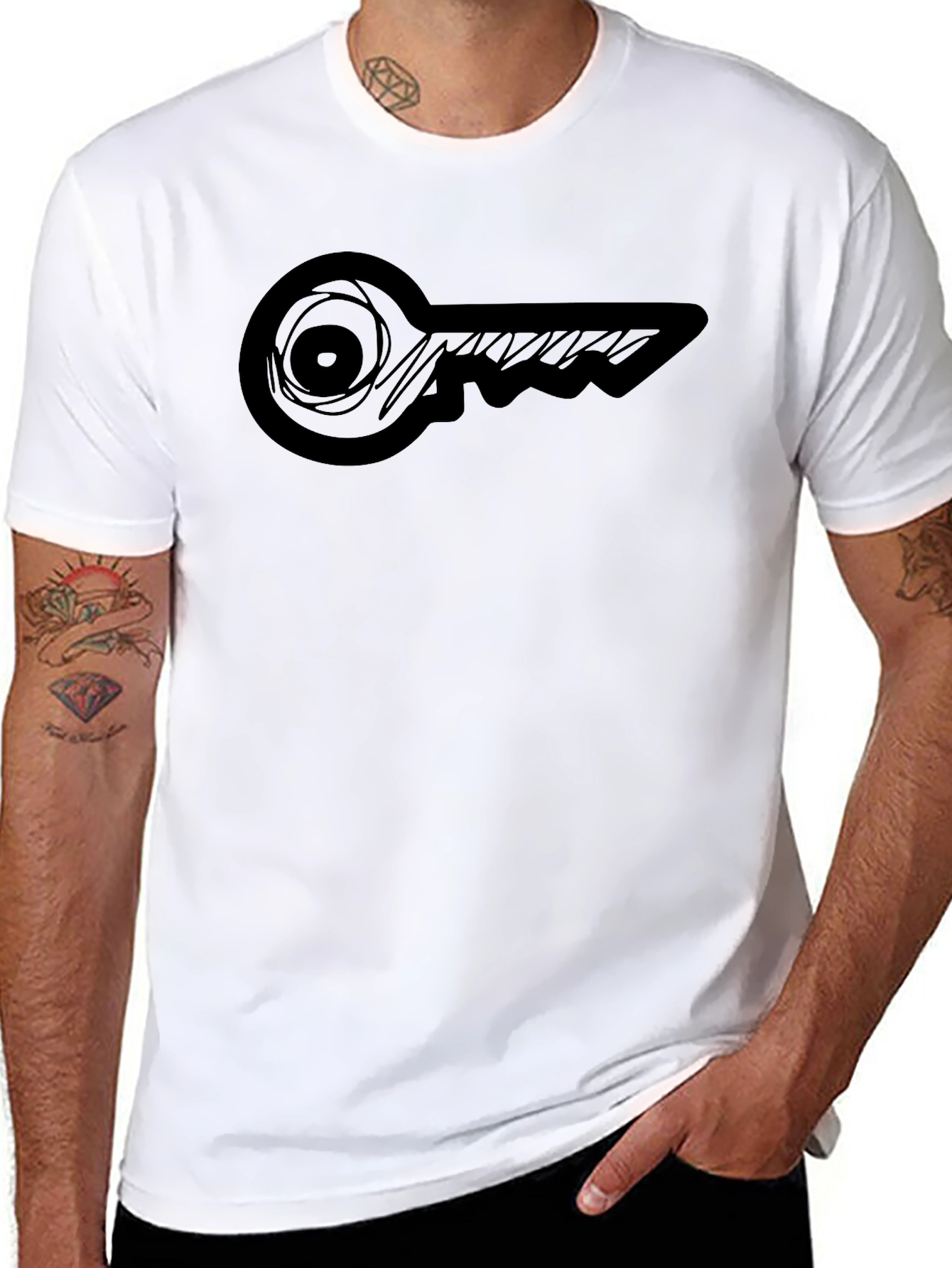 Abstract Key Graphic Black Tee