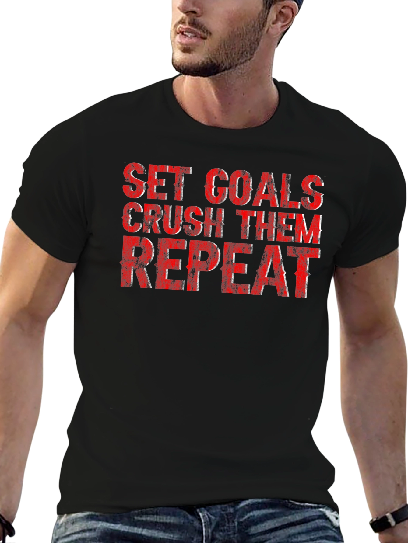 Set Goals Crush Them Repeat Graphic T-Shirt