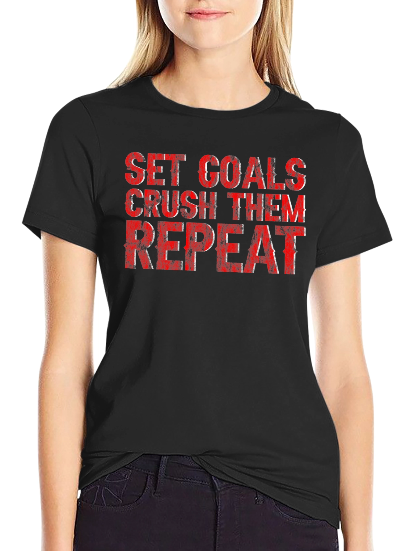 Set Goals Crush Them Repeat Graphic T-Shirt