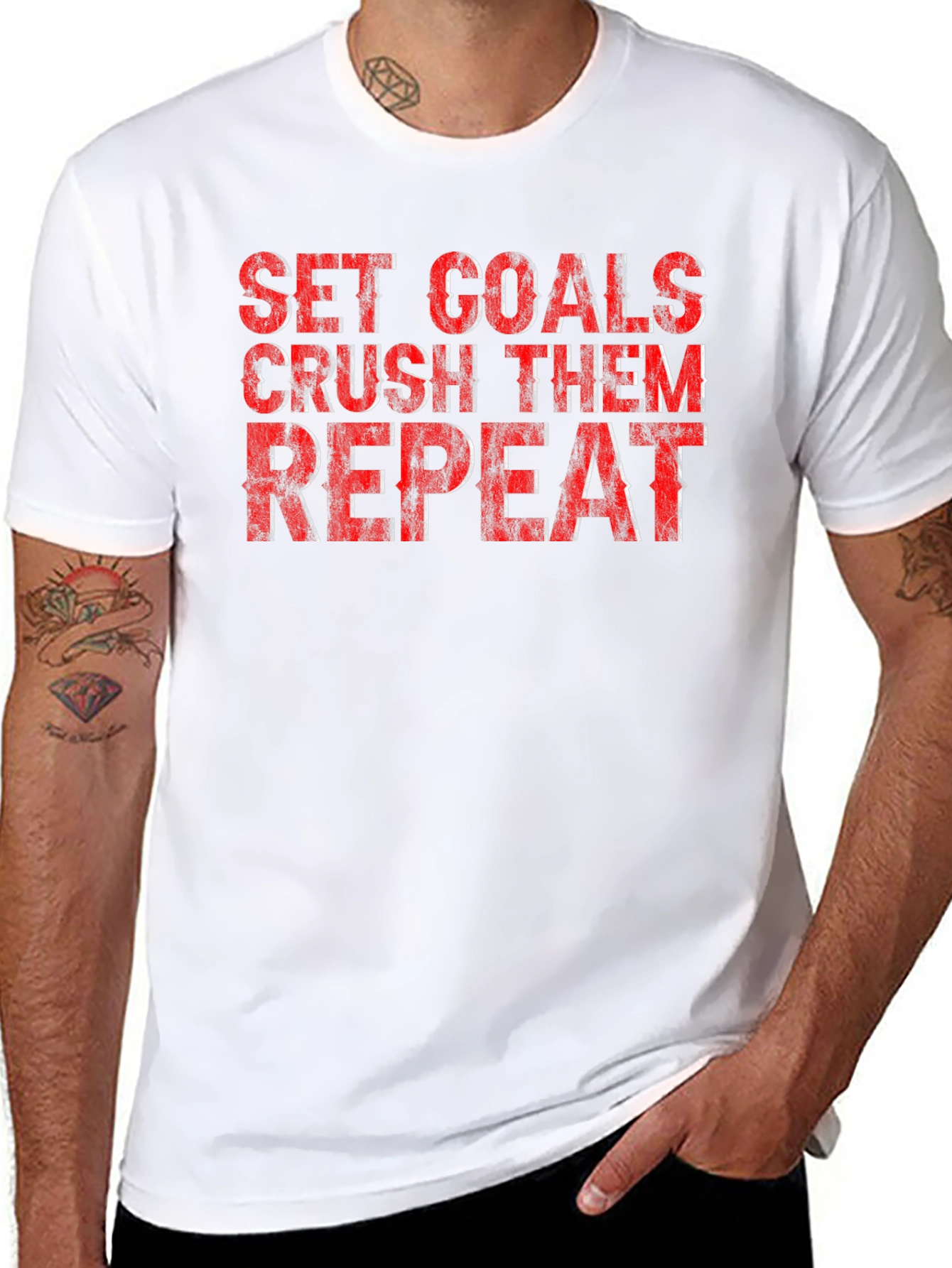 Set Goals Crush Them Repeat Graphic T-Shirt