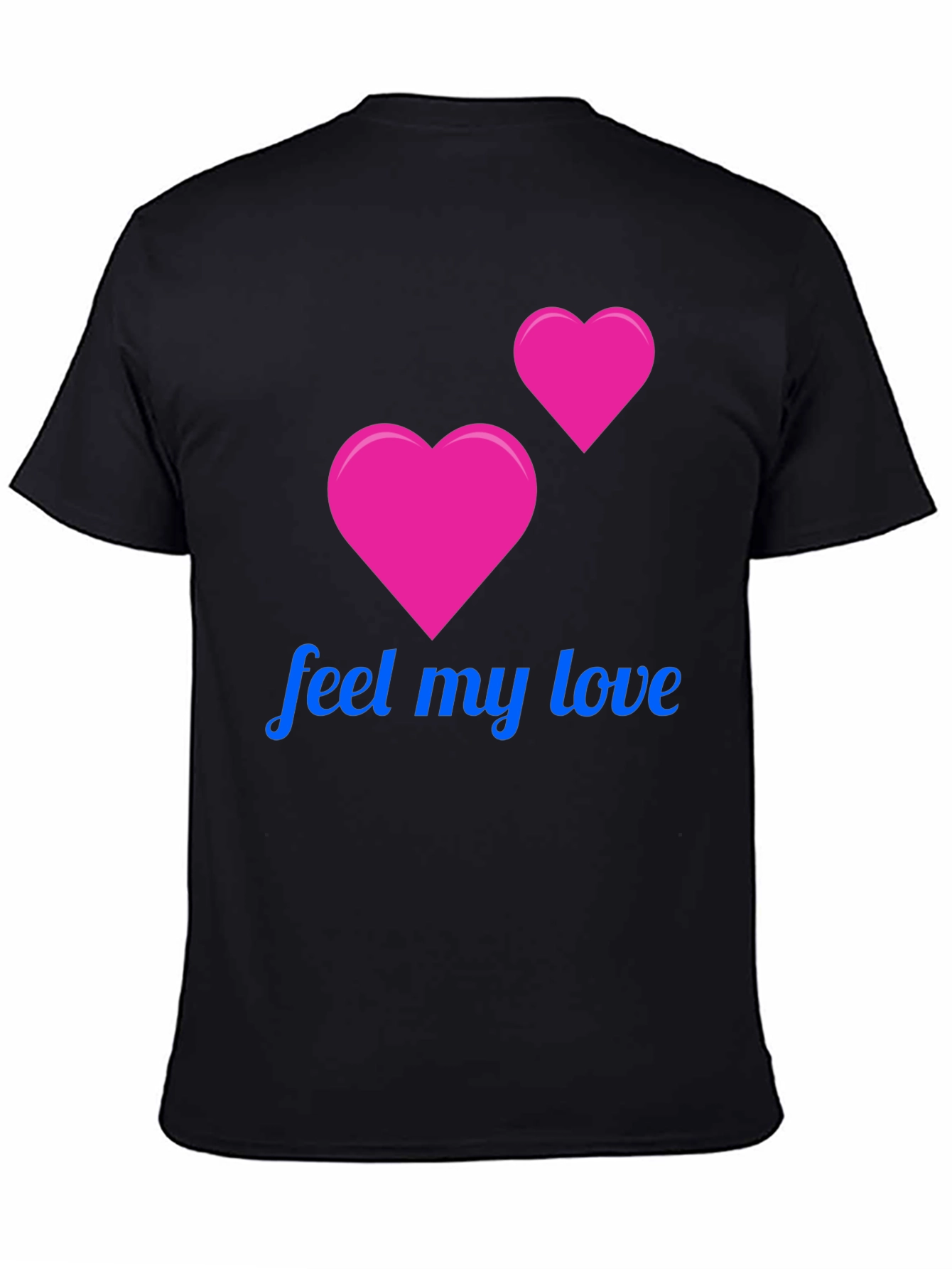 Feel My Love Black T-Shirt - Romantic Heart Design