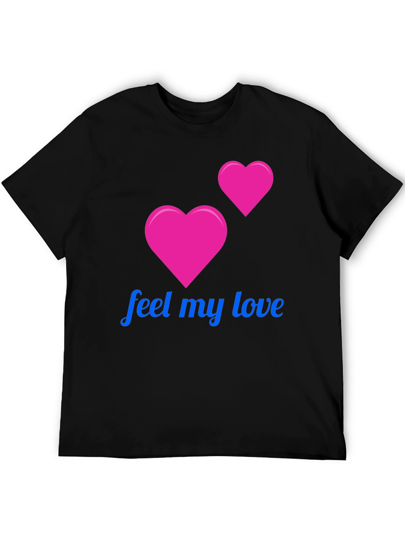 Feel My Love Black T-Shirt - Romantic Heart Design