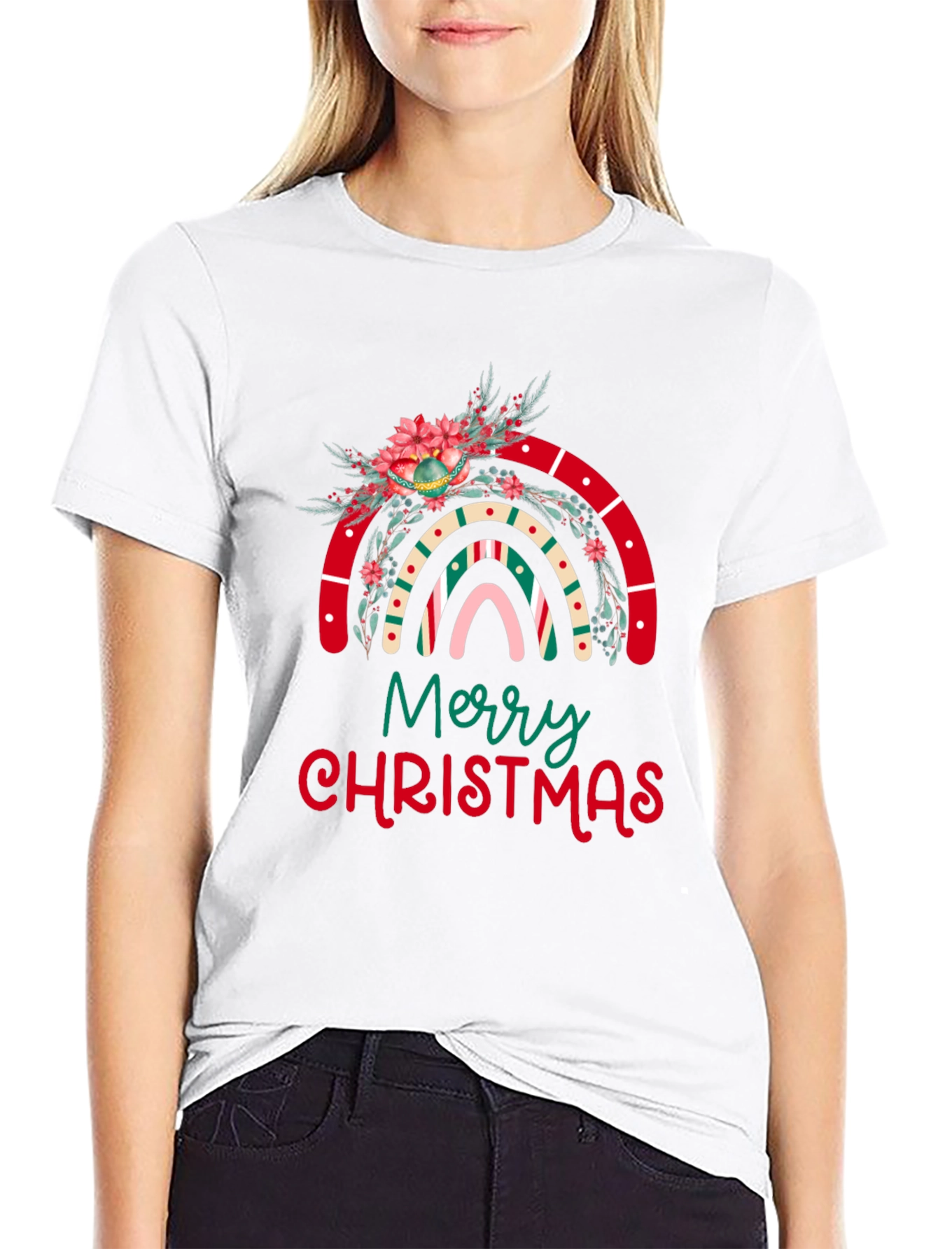 Merry Christmas Rainbow Holiday T-Shirt