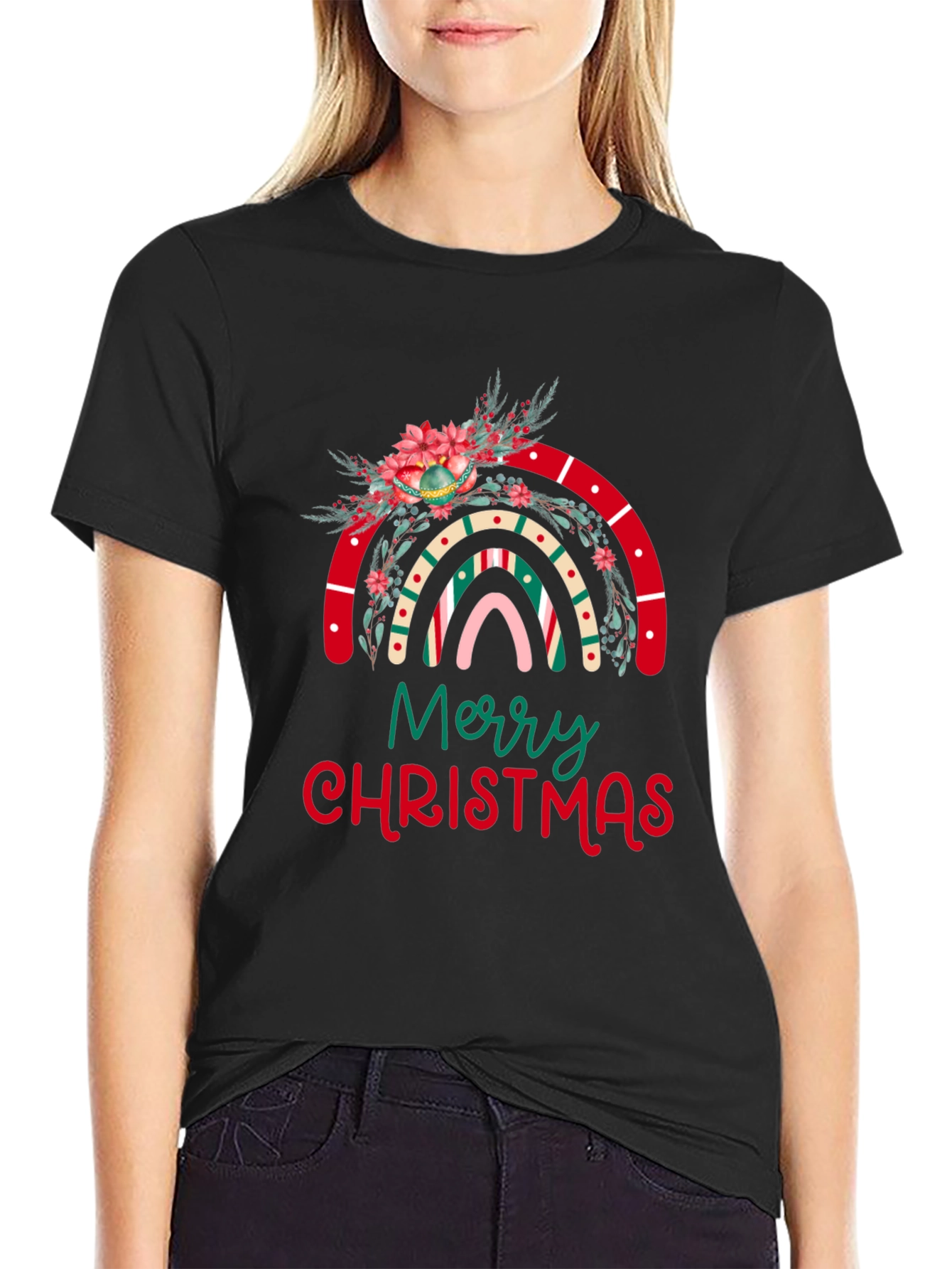 Merry Christmas Rainbow Holiday T-Shirt