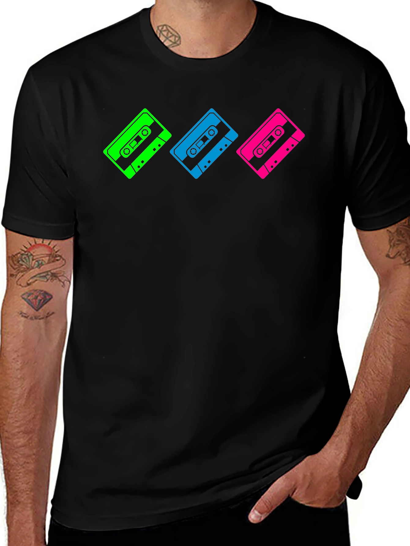 Retro Cassette Tape Graphic T-Shirt - Black