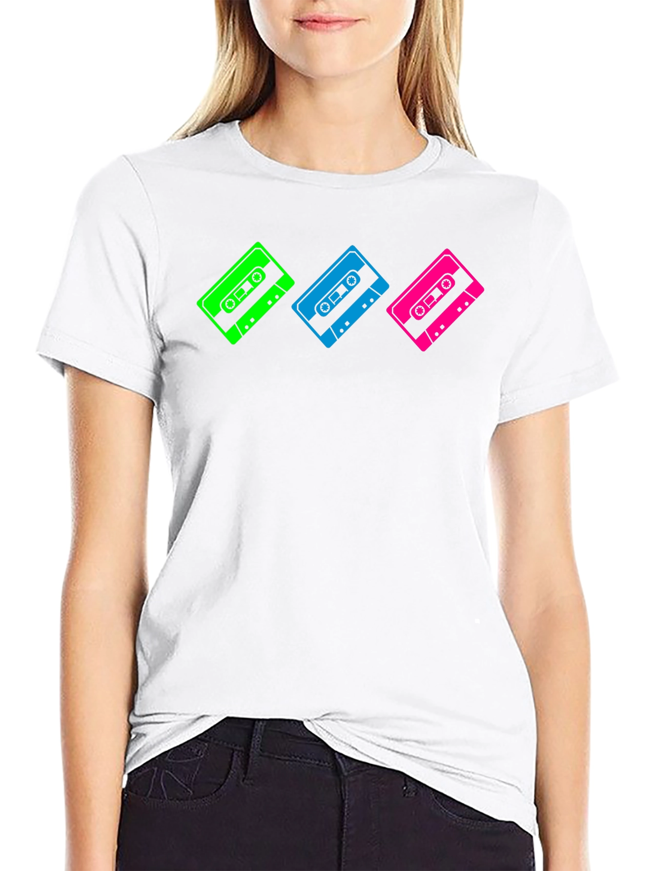 Retro Cassette Tape Graphic T-Shirt - Black
