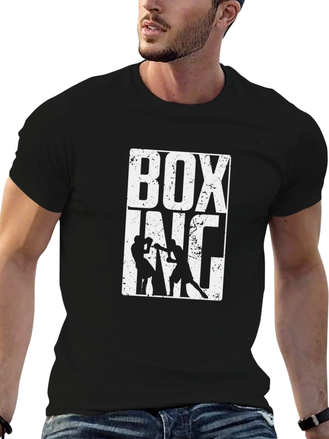 Boxing Graphic Print Crew Neck T-Shirt