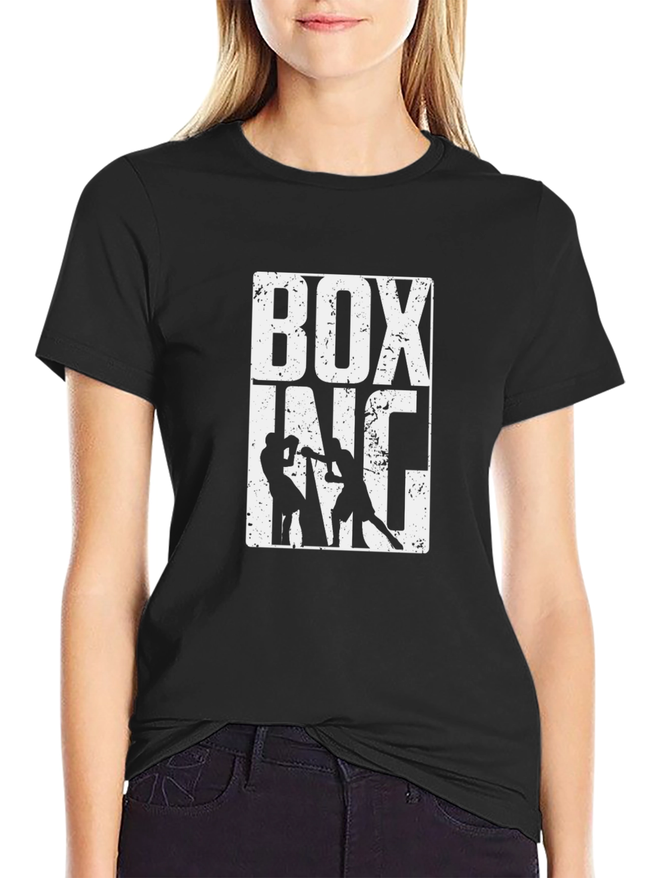 Boxing Graphic Print Crew Neck T-Shirt