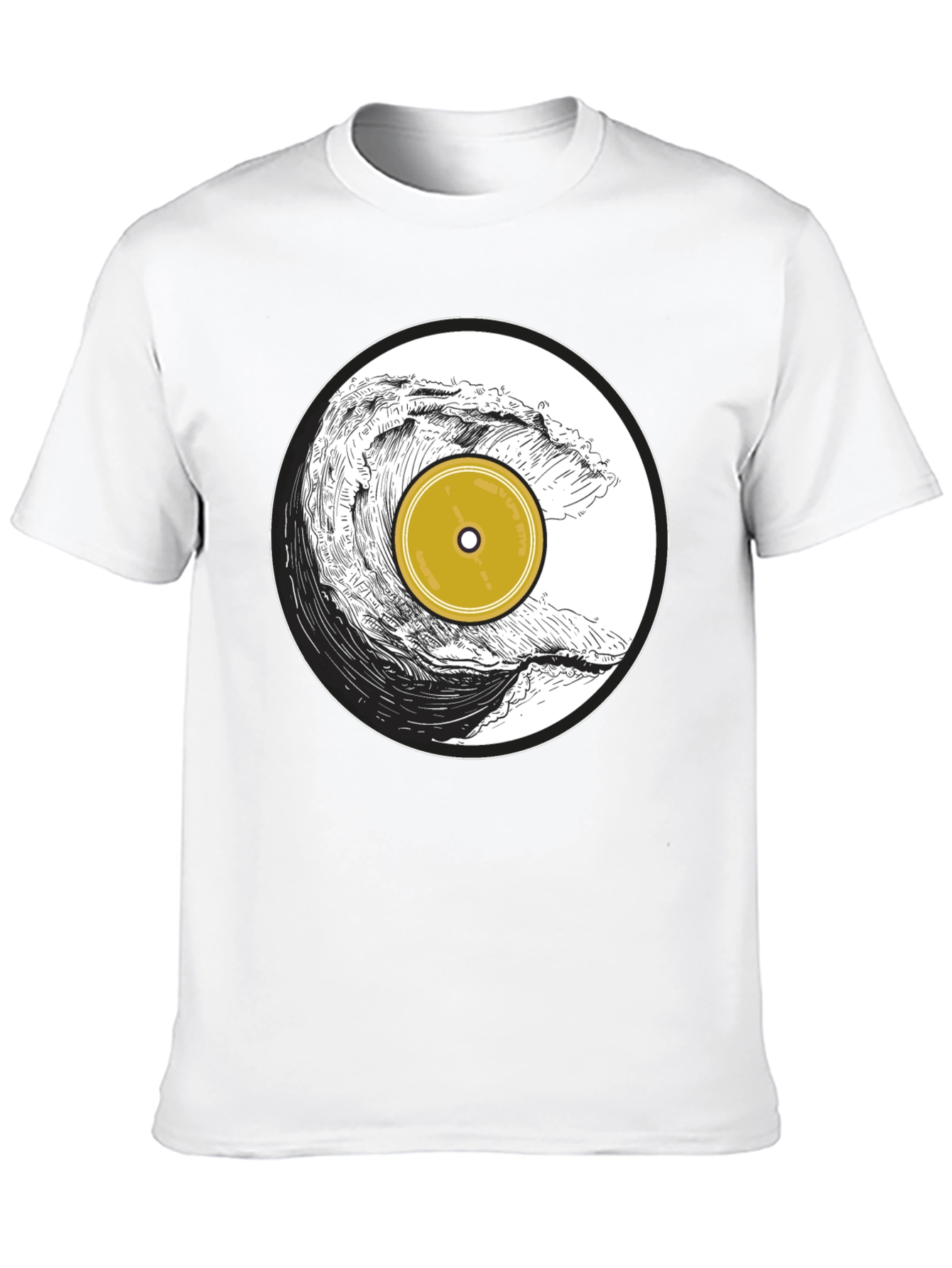 Wave Vinyl Record Black Graphic T-Shirt