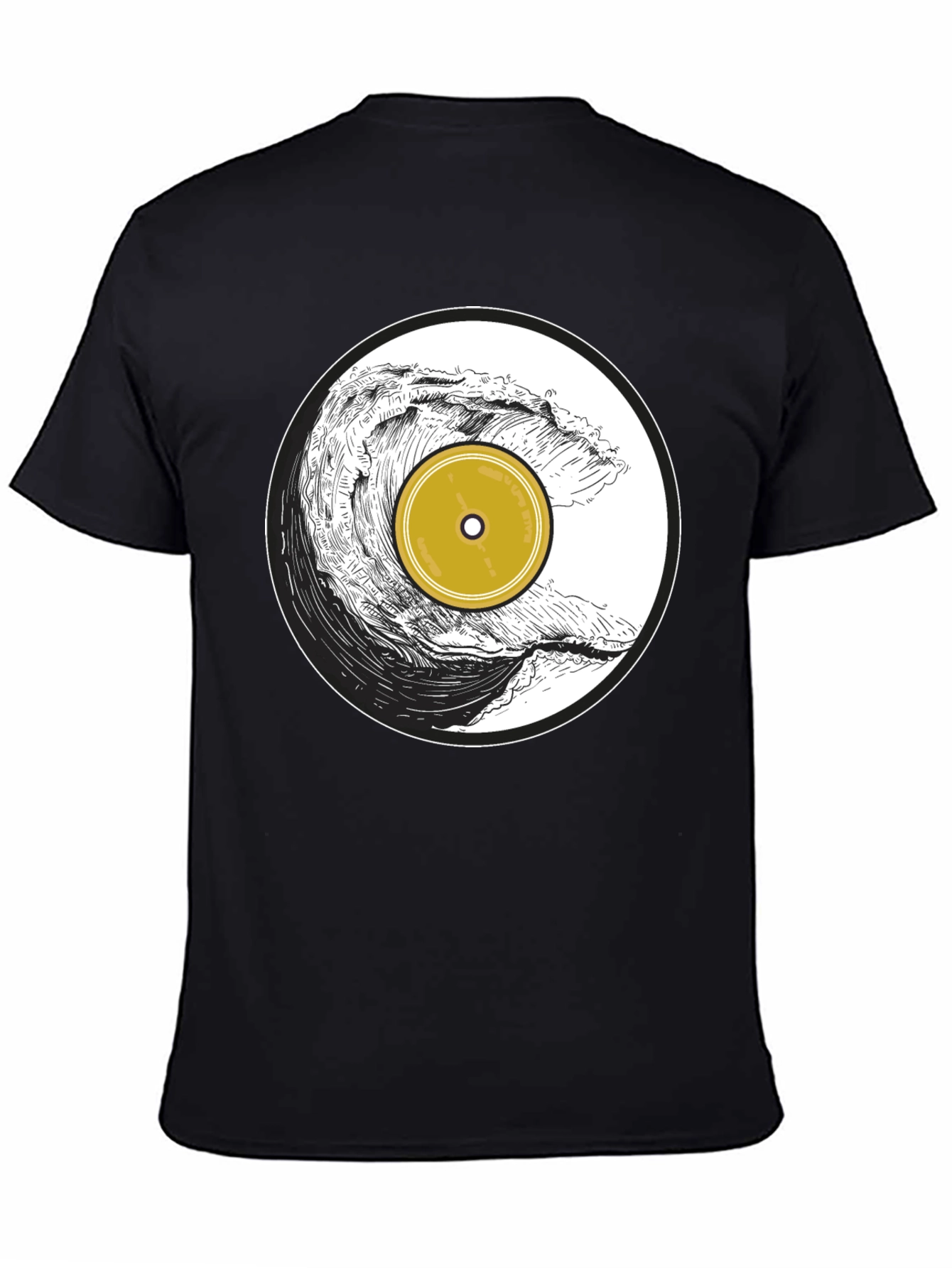Wave Vinyl Record Black Graphic T-Shirt