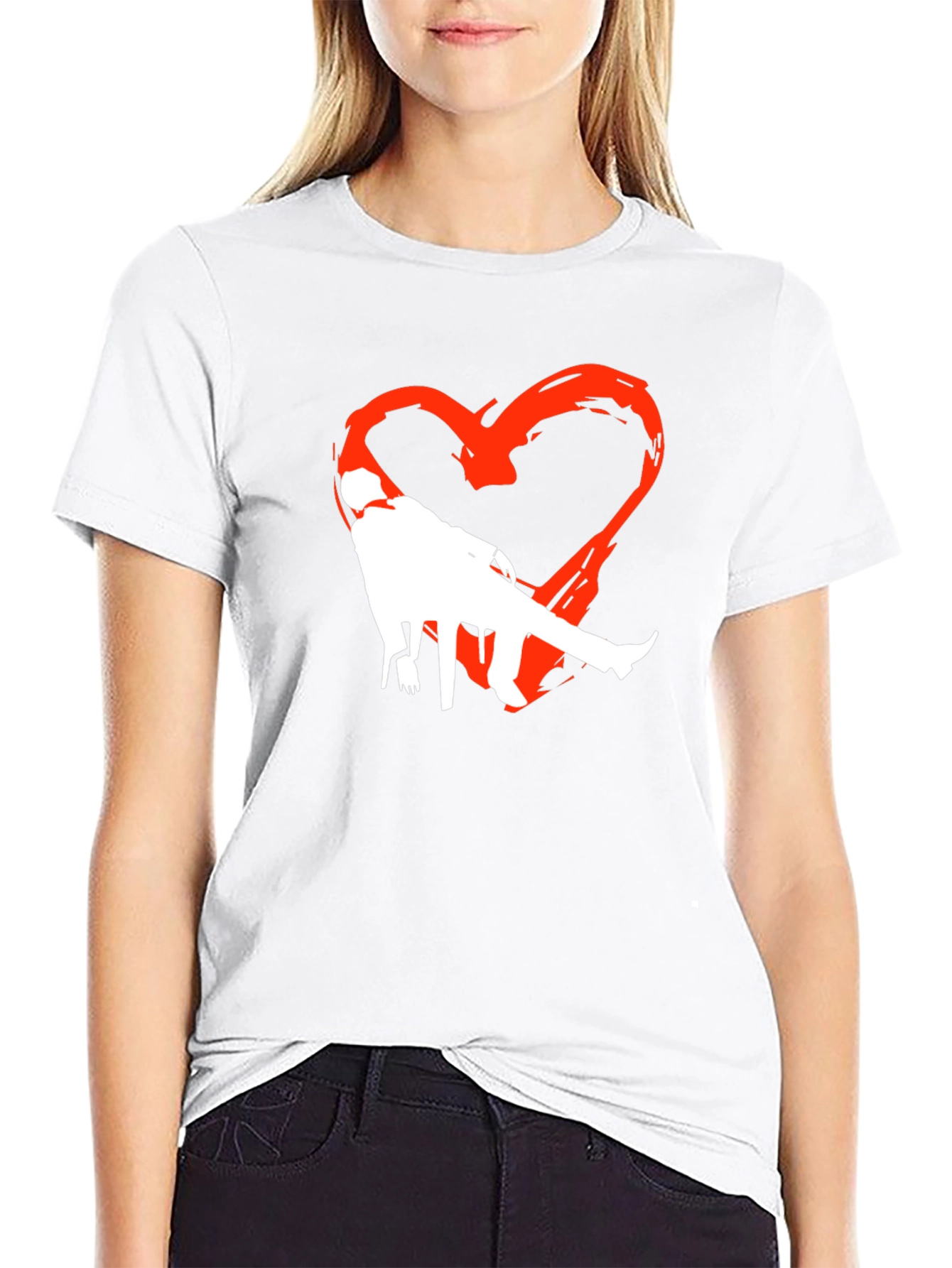 Heart Silhouette Graphic Tee - Black