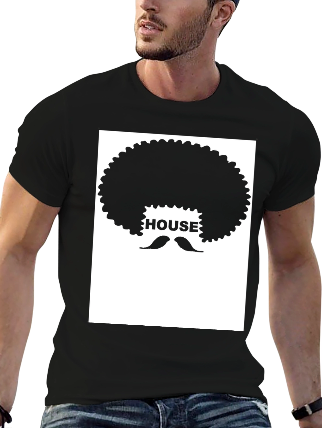 Funky Afro House T-Shirt - Black Graphic Tee