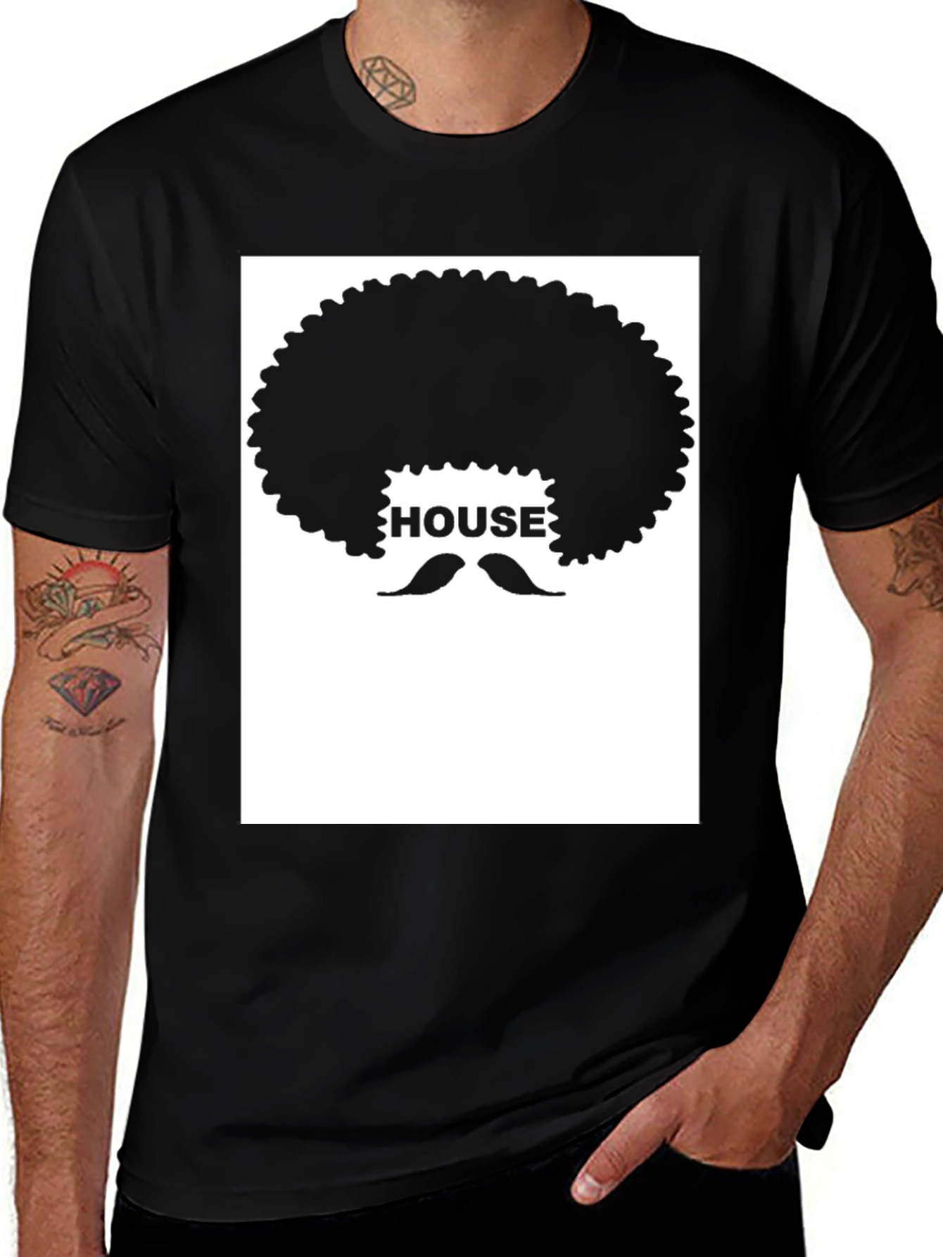 Funky Afro House T-Shirt - Black Graphic Tee