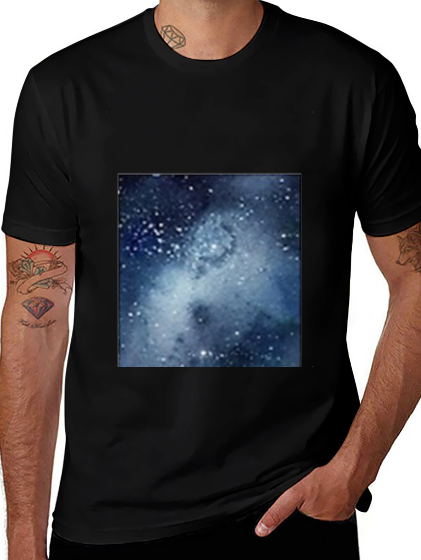 Galaxy Print Black T-Shirt