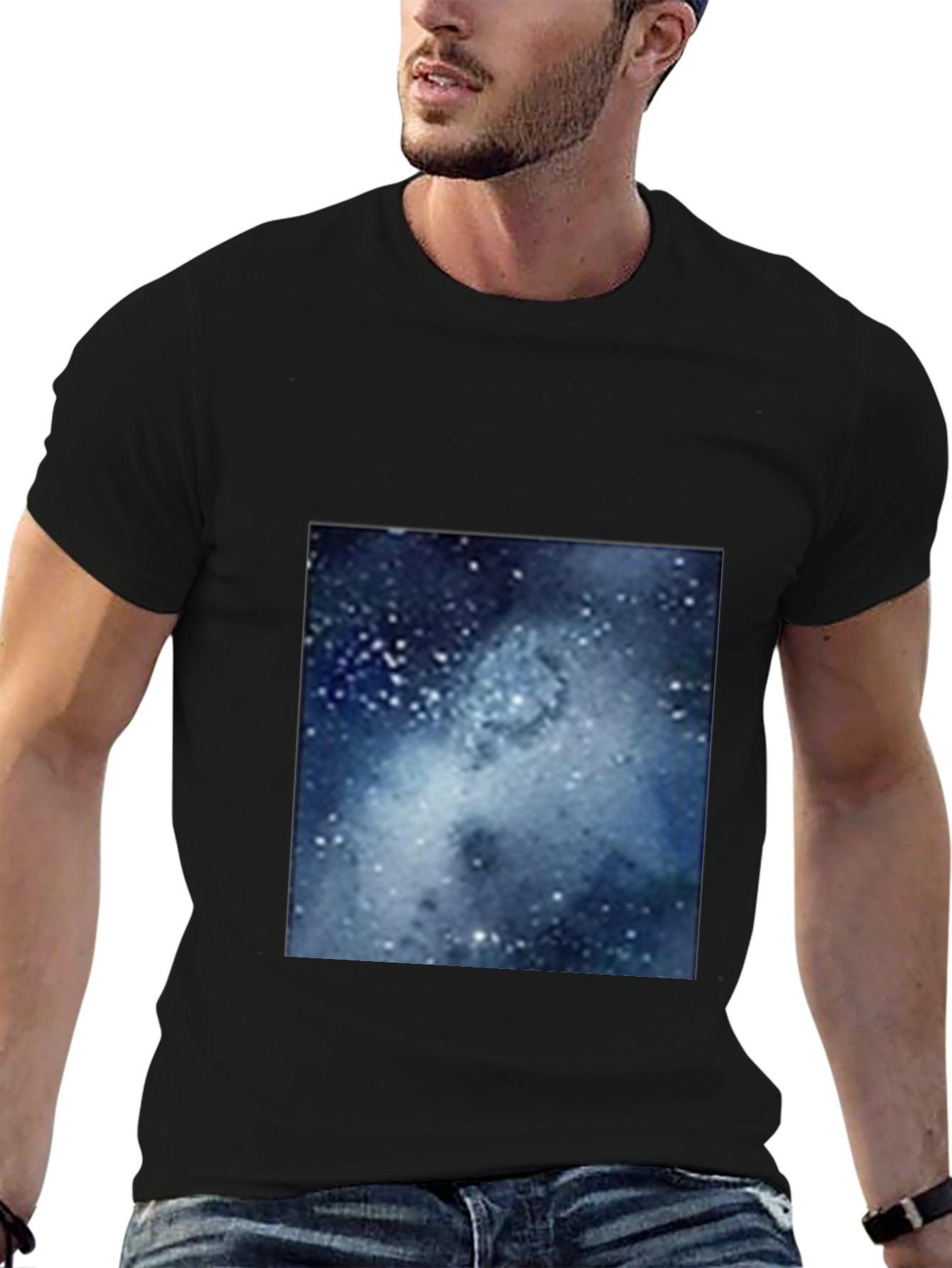 Galaxy Print Black T-Shirt