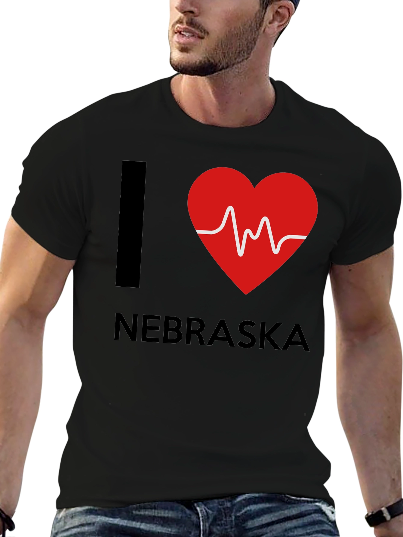 I Heart Nebraska Graphic Tee - Black Cotton Shirt