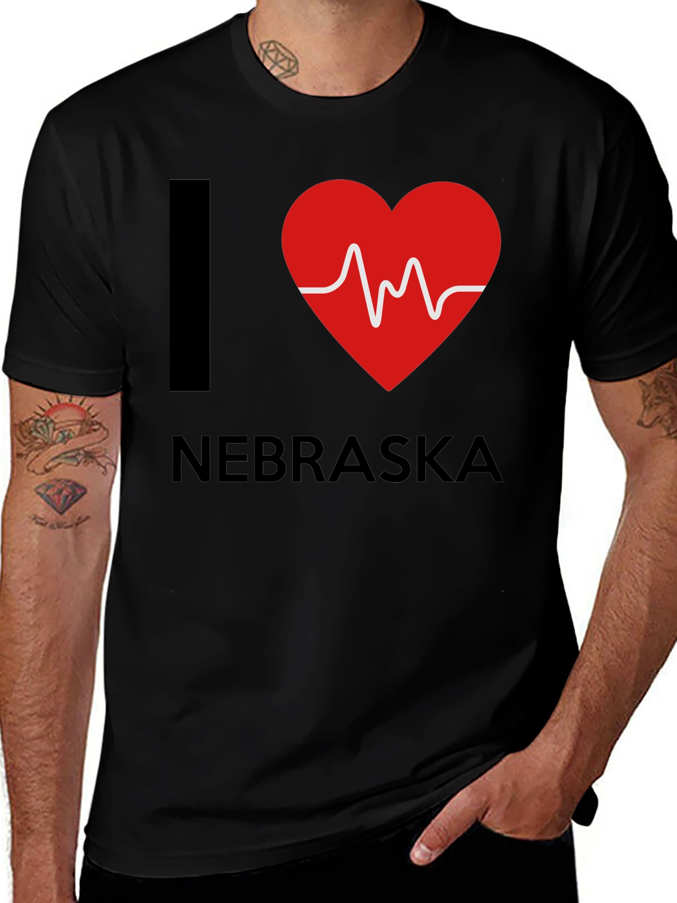 I Heart Nebraska Graphic Tee - Black Cotton Shirt