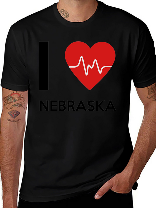 I Heart Nebraska Graphic Tee - Black Cotton Shirt