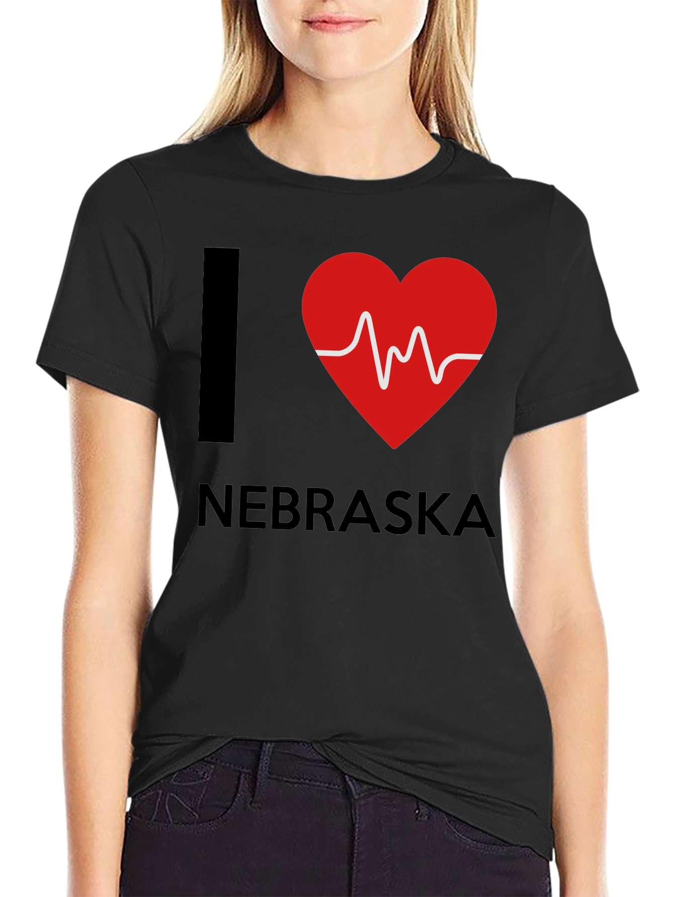 I Heart Nebraska Graphic Tee - Black Cotton Shirt