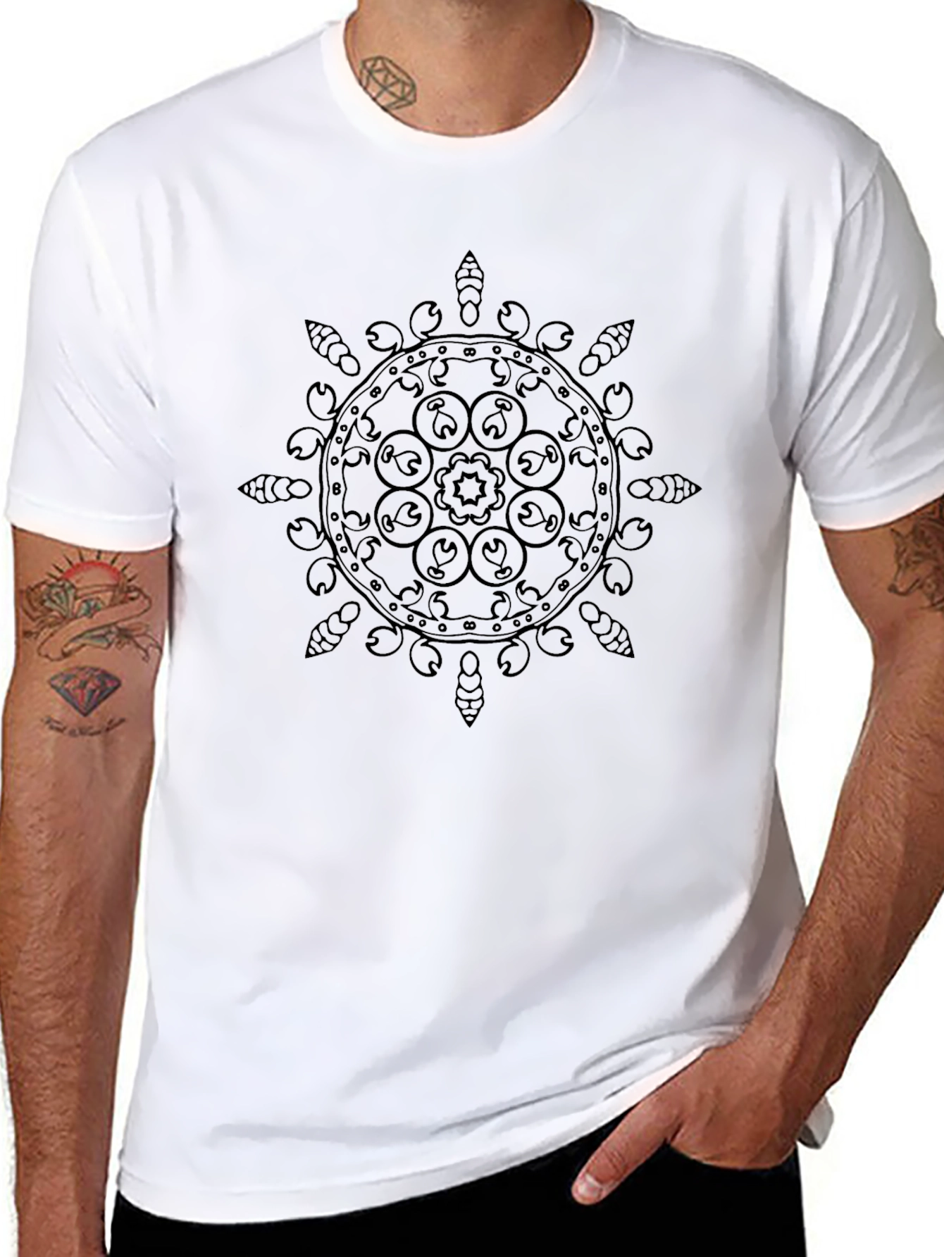 Black Mandala Graphic Tee - Stylish & Unique Design