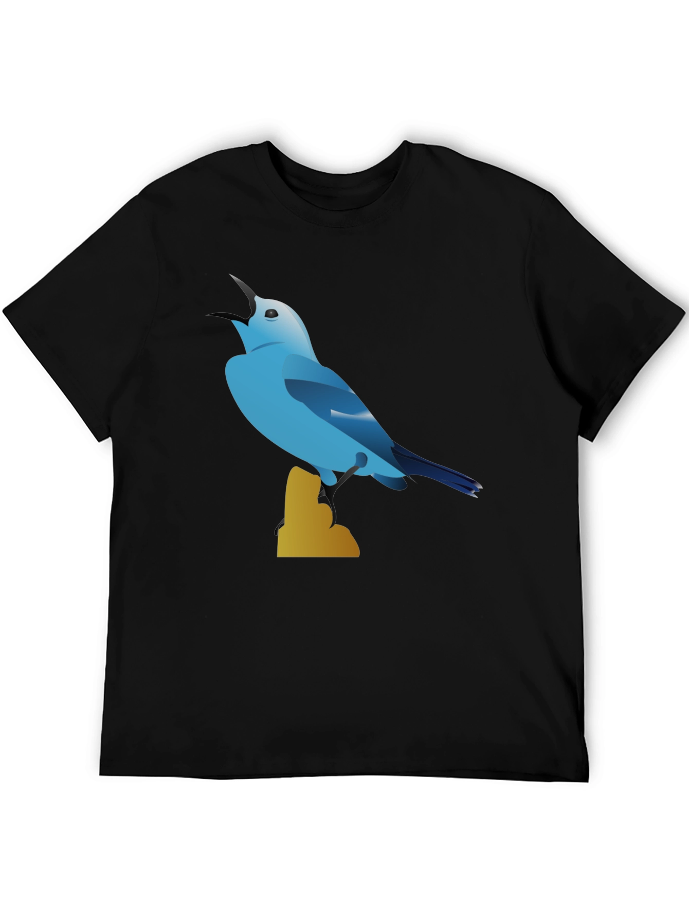 Blue Bird Graphic Tee - Black Cotton Blend