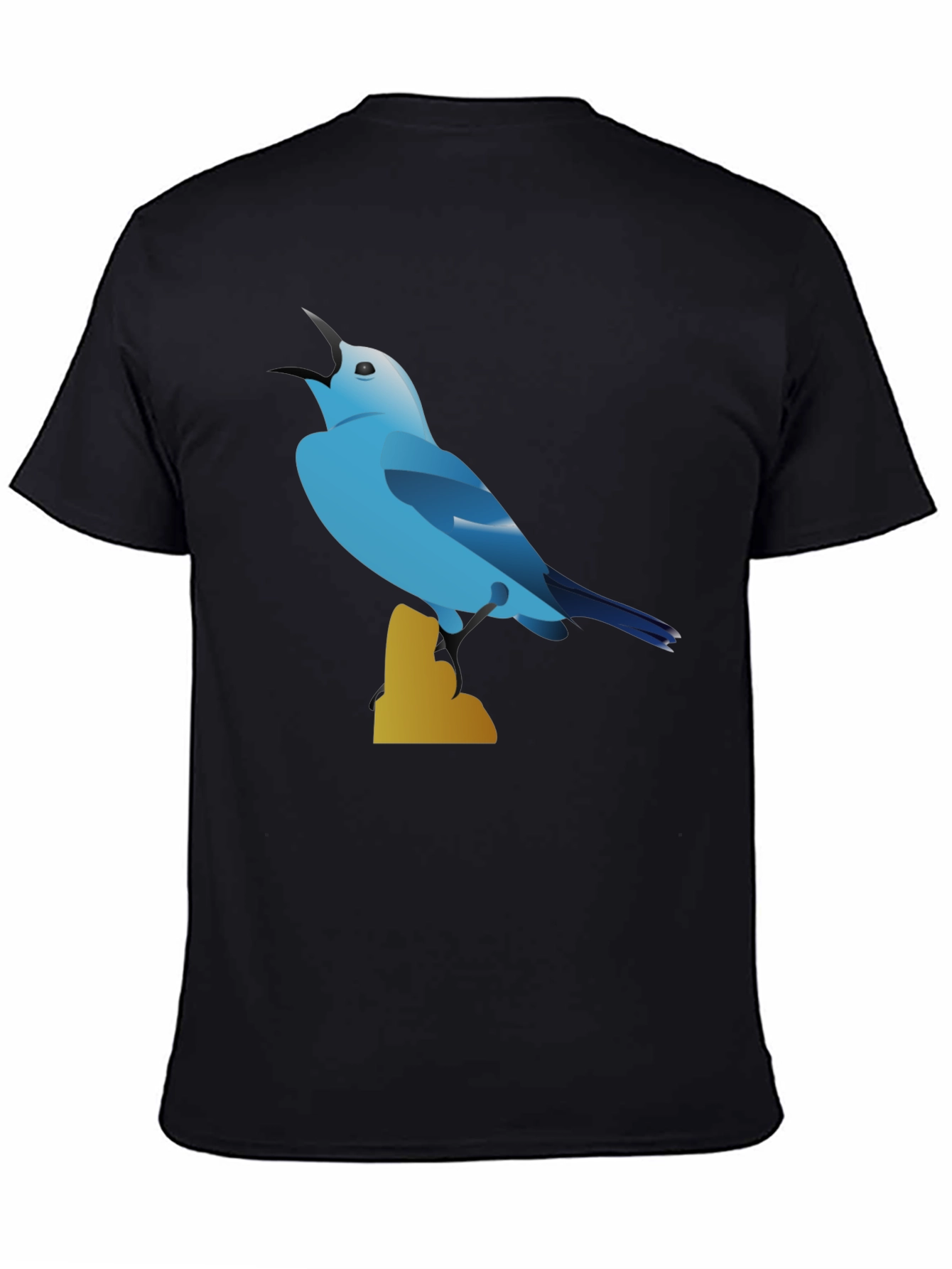 Blue Bird Graphic Tee - Black Cotton Blend
