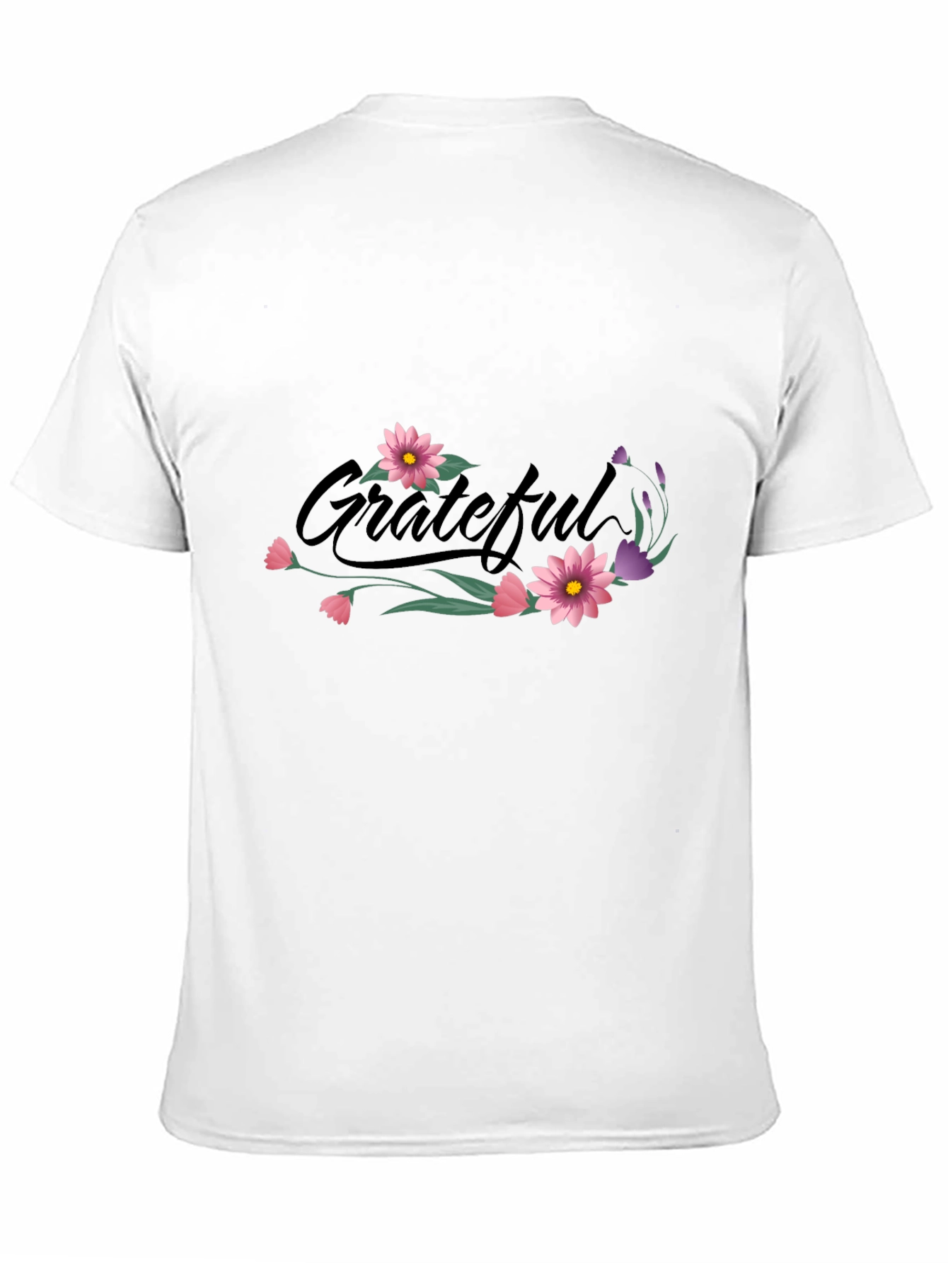 Grateful Floral Print Black T-Shirt