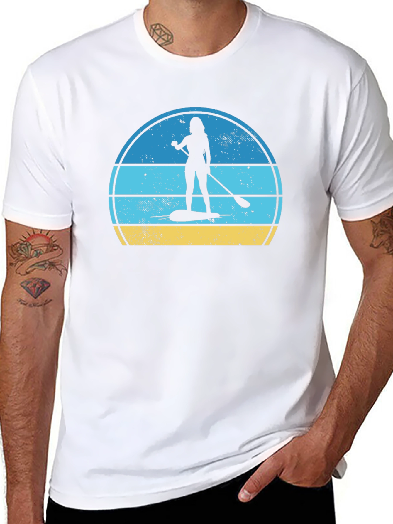 Paddle Boarder Graphic Tee - Retro Summer Vibe