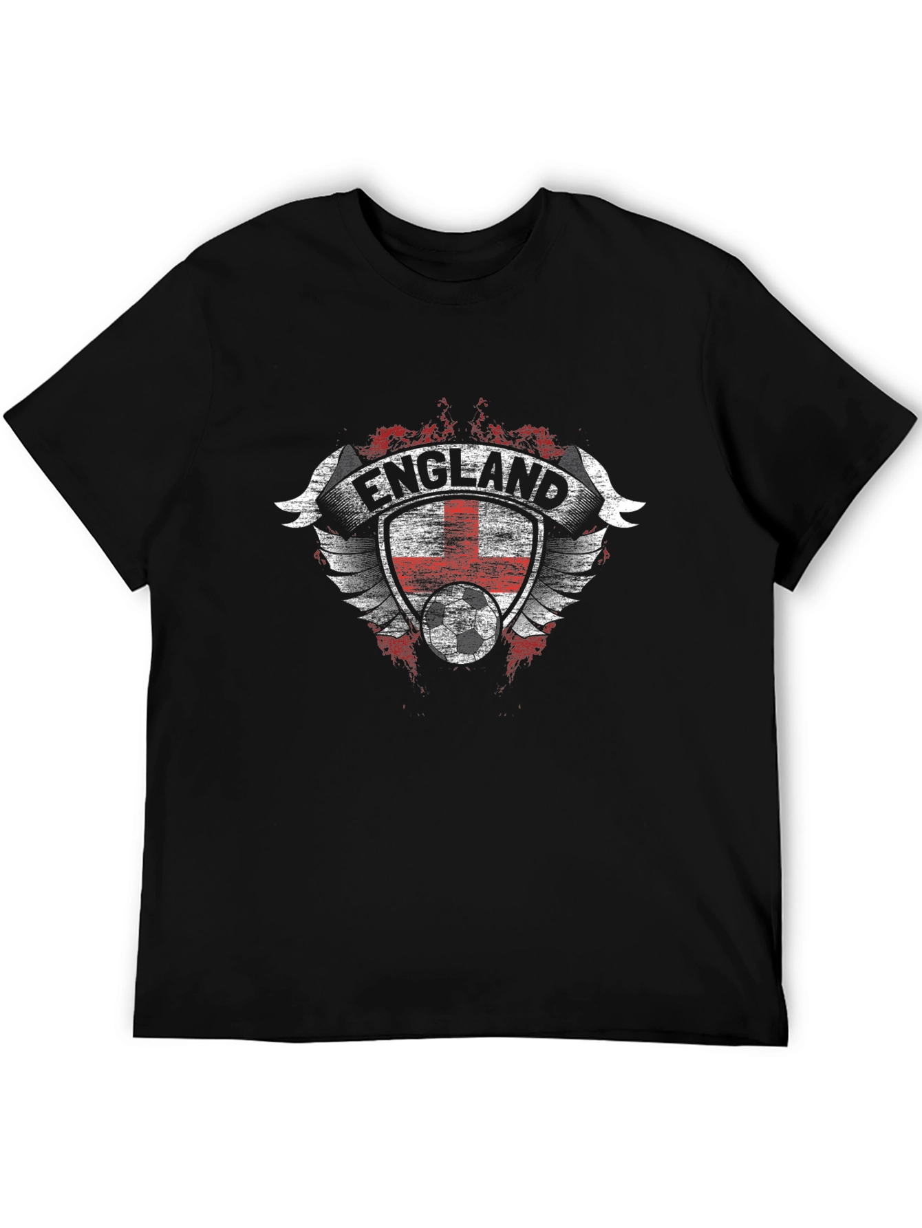 England Soccer T-Shirt - Black Graphic Tee