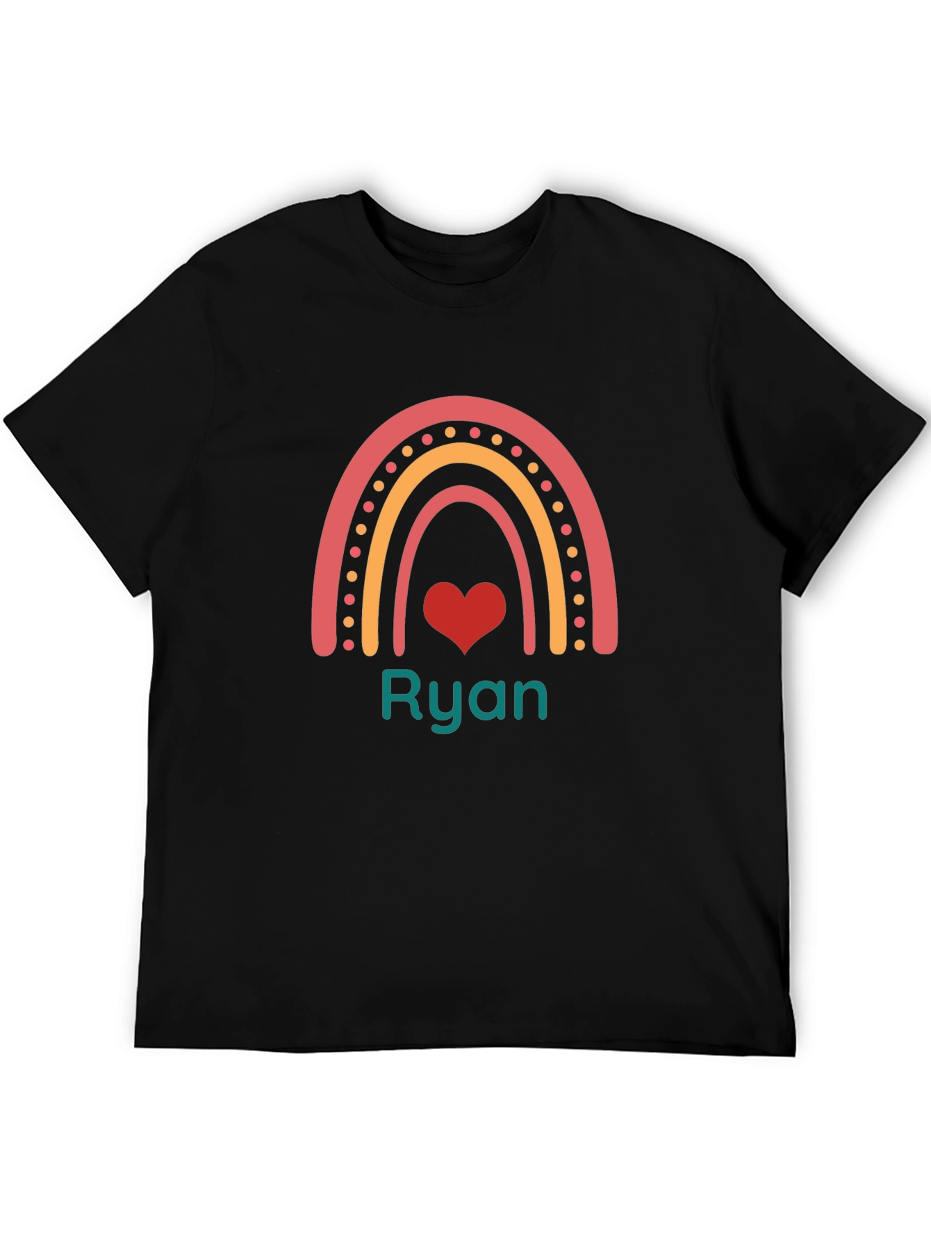 Personalized Rainbow Heart T-Shirt - Custom Name Tee