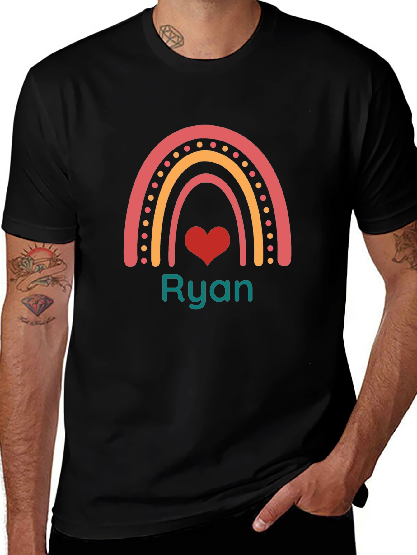 Personalized Rainbow Heart T-Shirt - Custom Name Tee