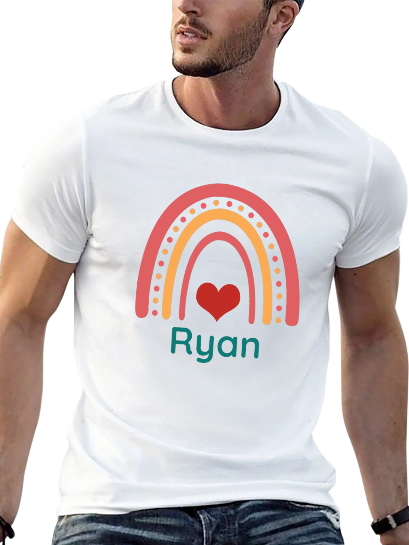 Personalized Rainbow Heart T-Shirt - Custom Name Tee