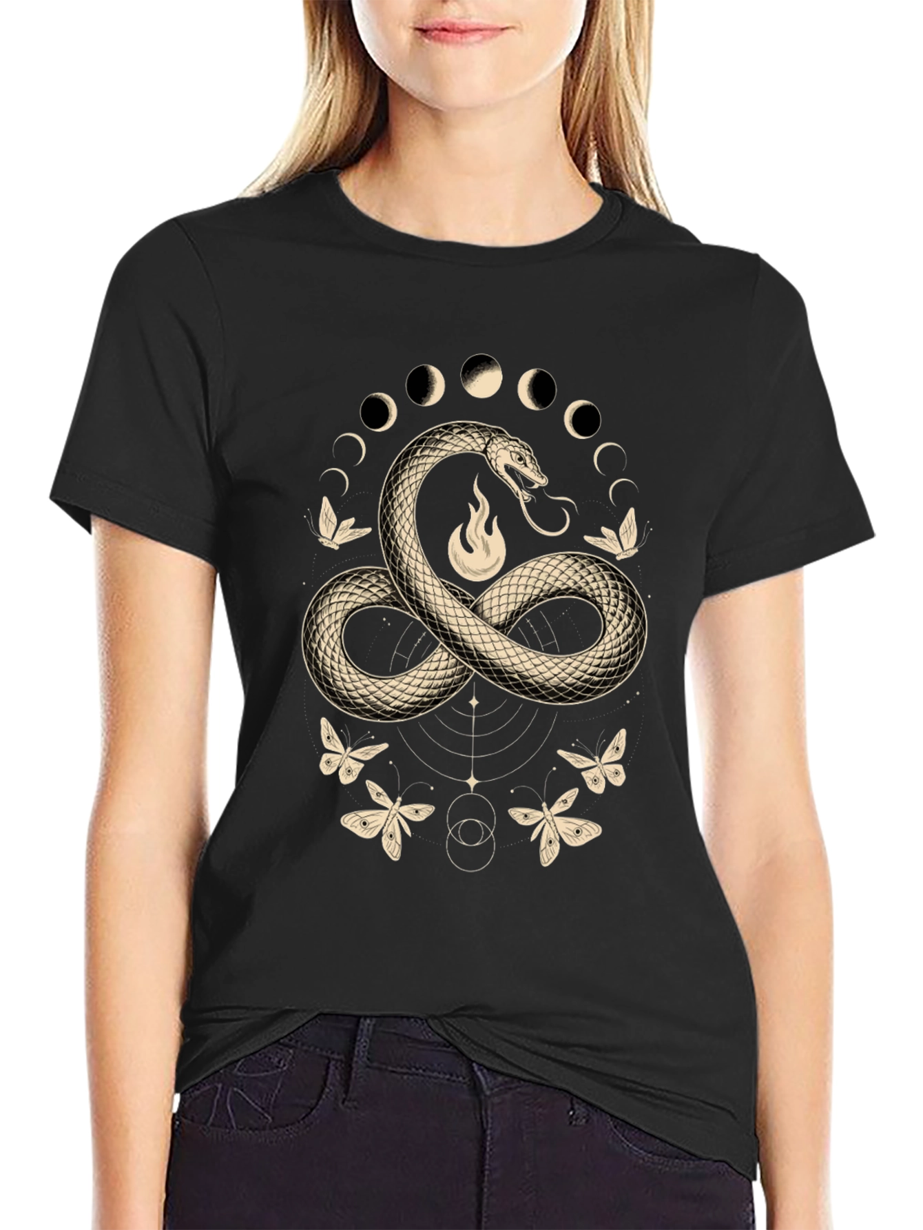 Mystic Snake & Moon Phases Graphic Tee