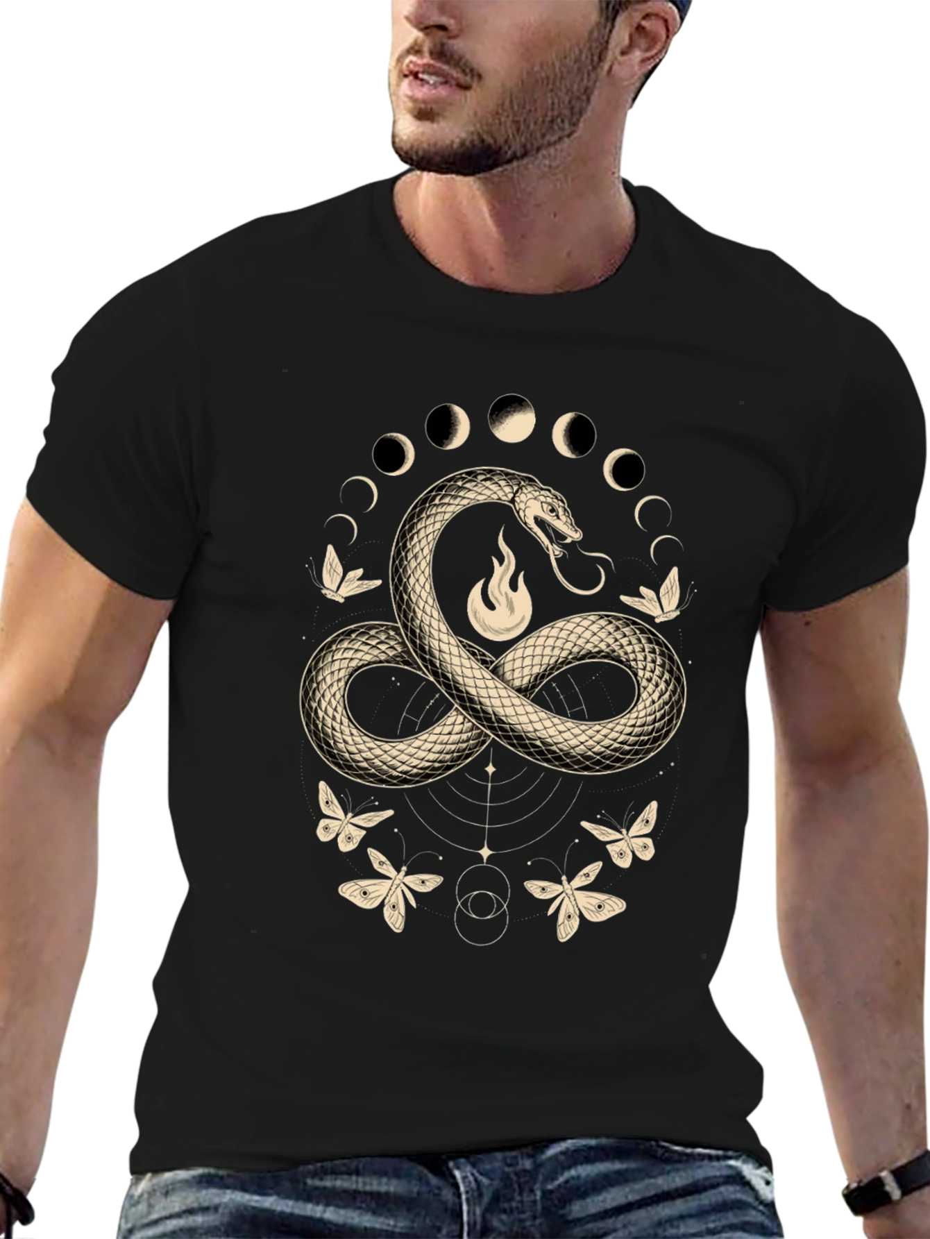 Mystic Snake & Moon Phases Graphic Tee