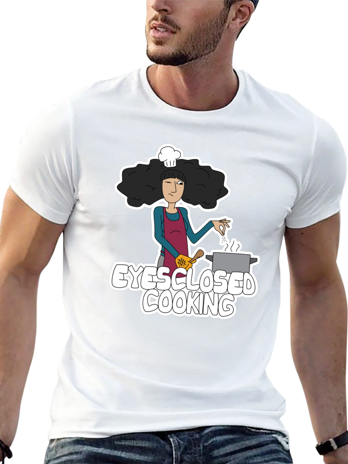 Eyes Closed Cooking Graphic T-Shirt