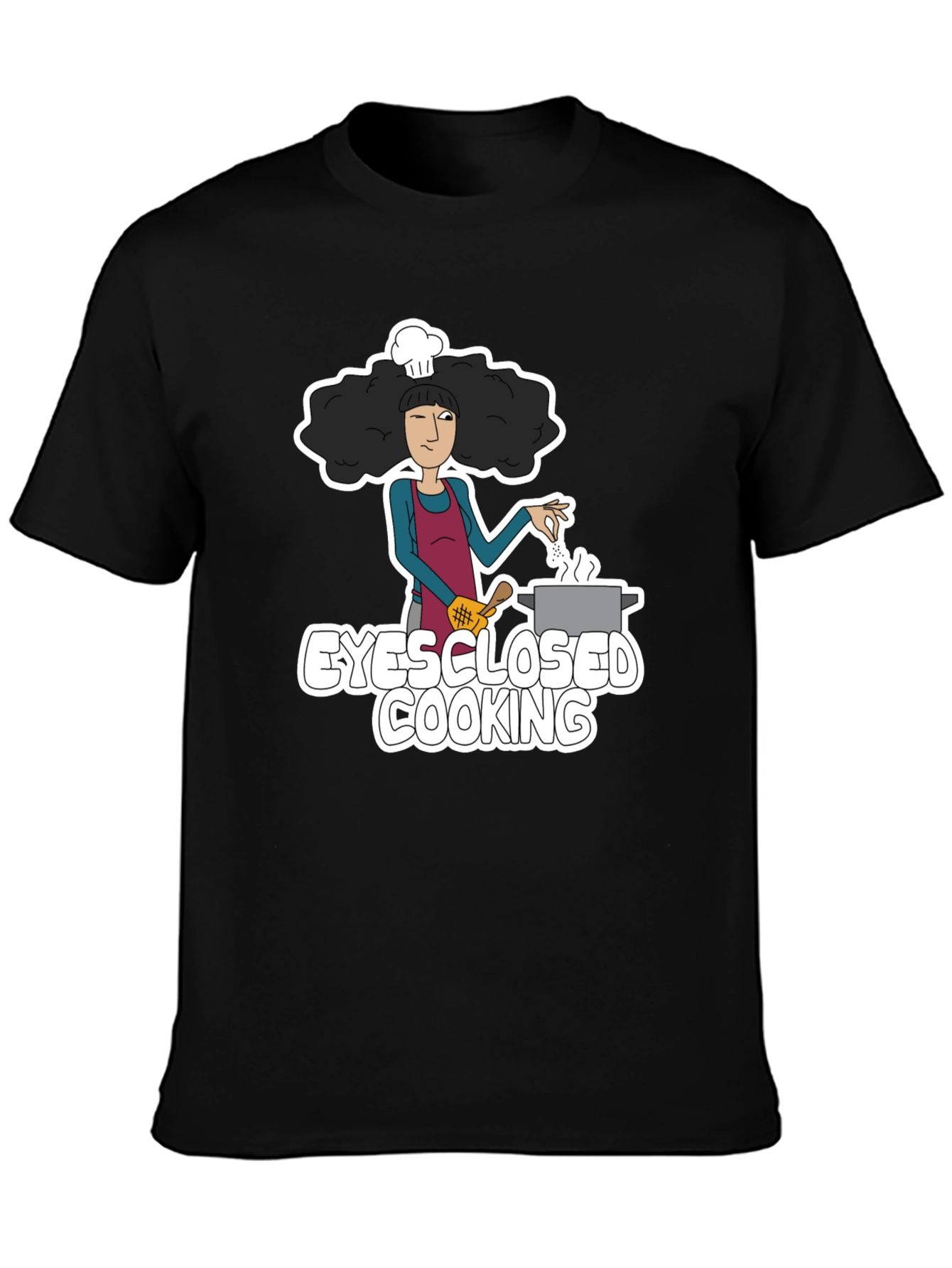 Eyes Closed Cooking Graphic T-Shirt