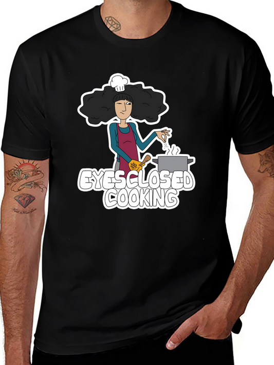 Eyes Closed Cooking Graphic T-Shirt