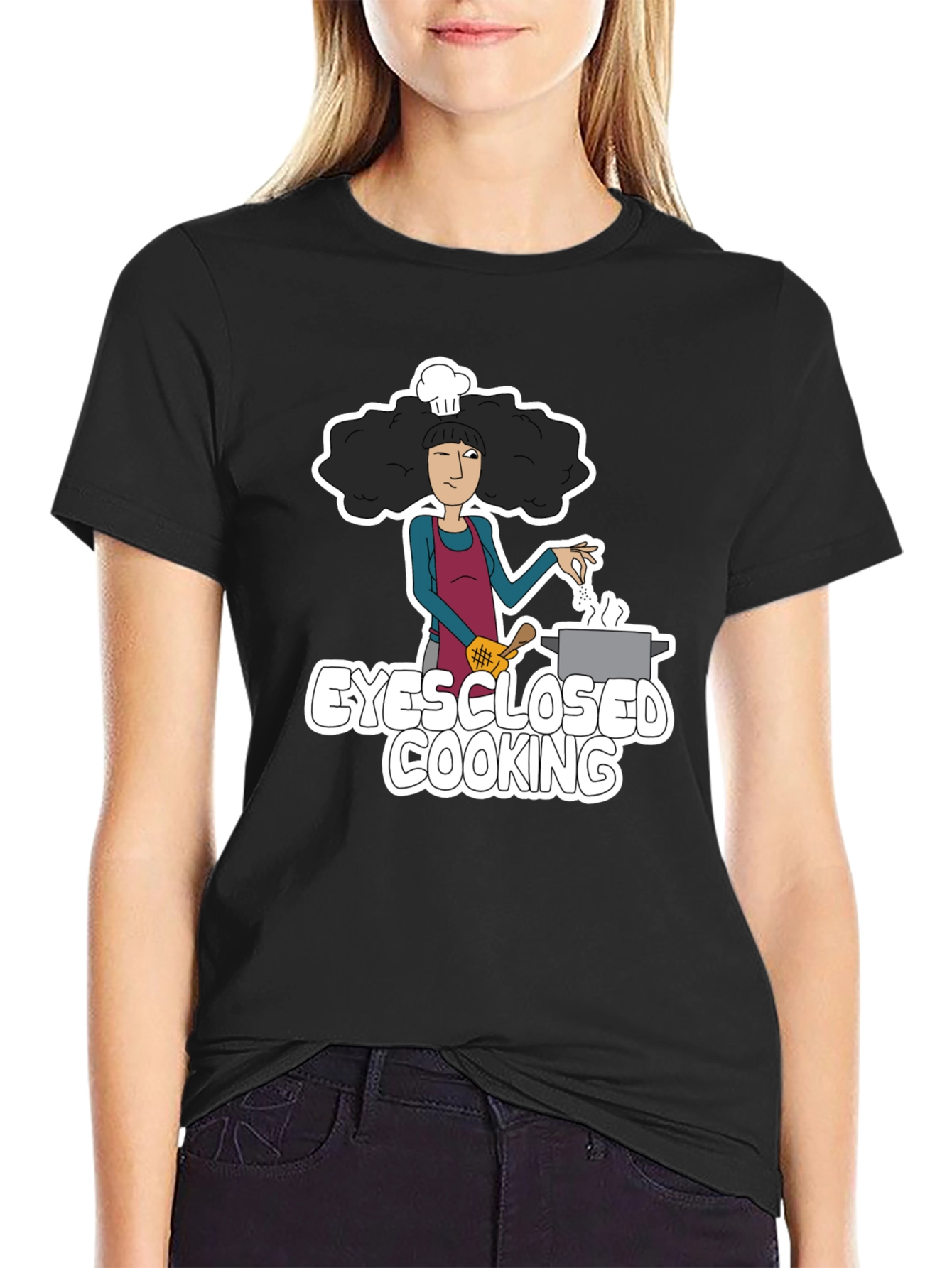 Eyes Closed Cooking Graphic T-Shirt