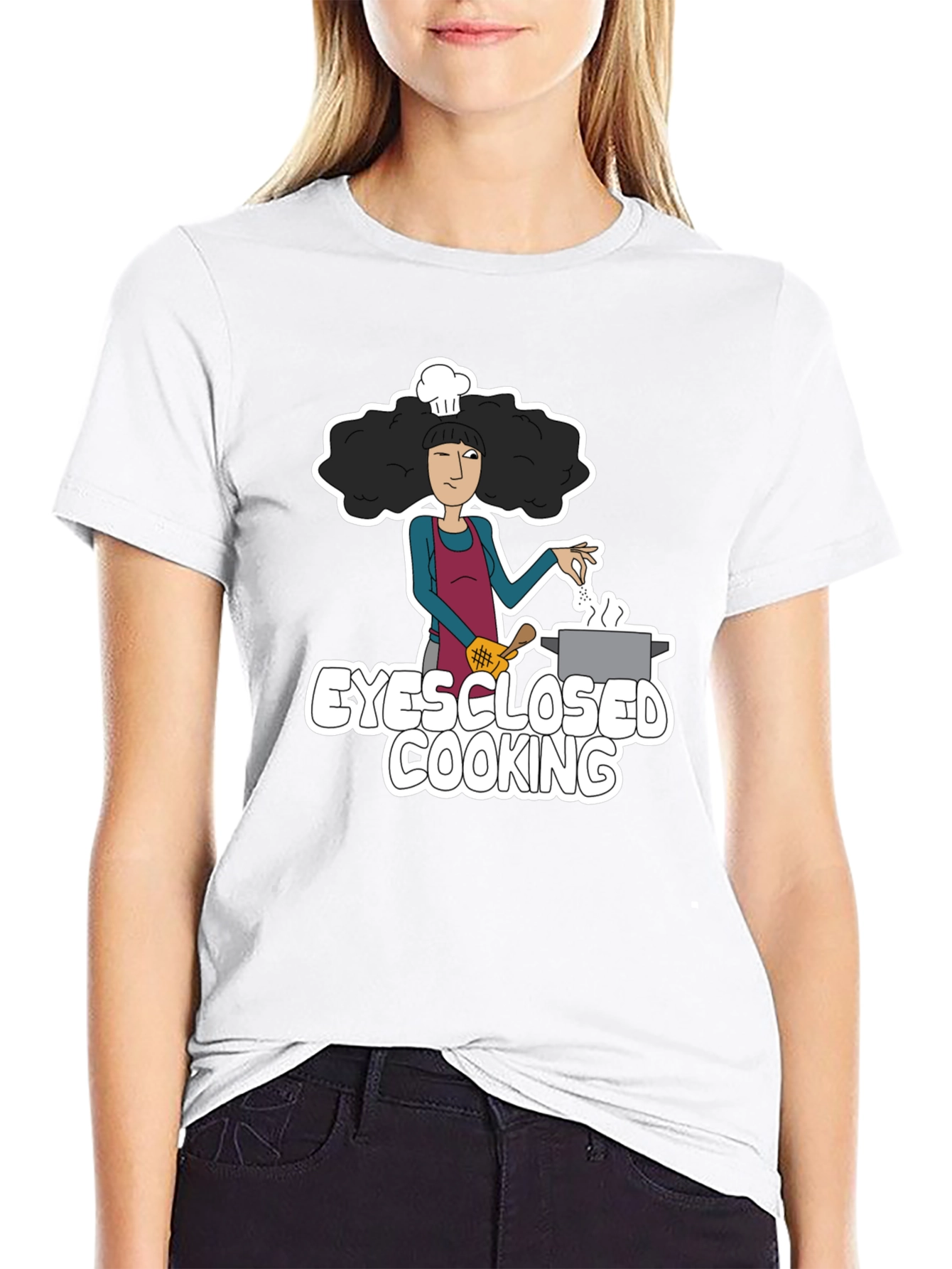 Eyes Closed Cooking Graphic T-Shirt