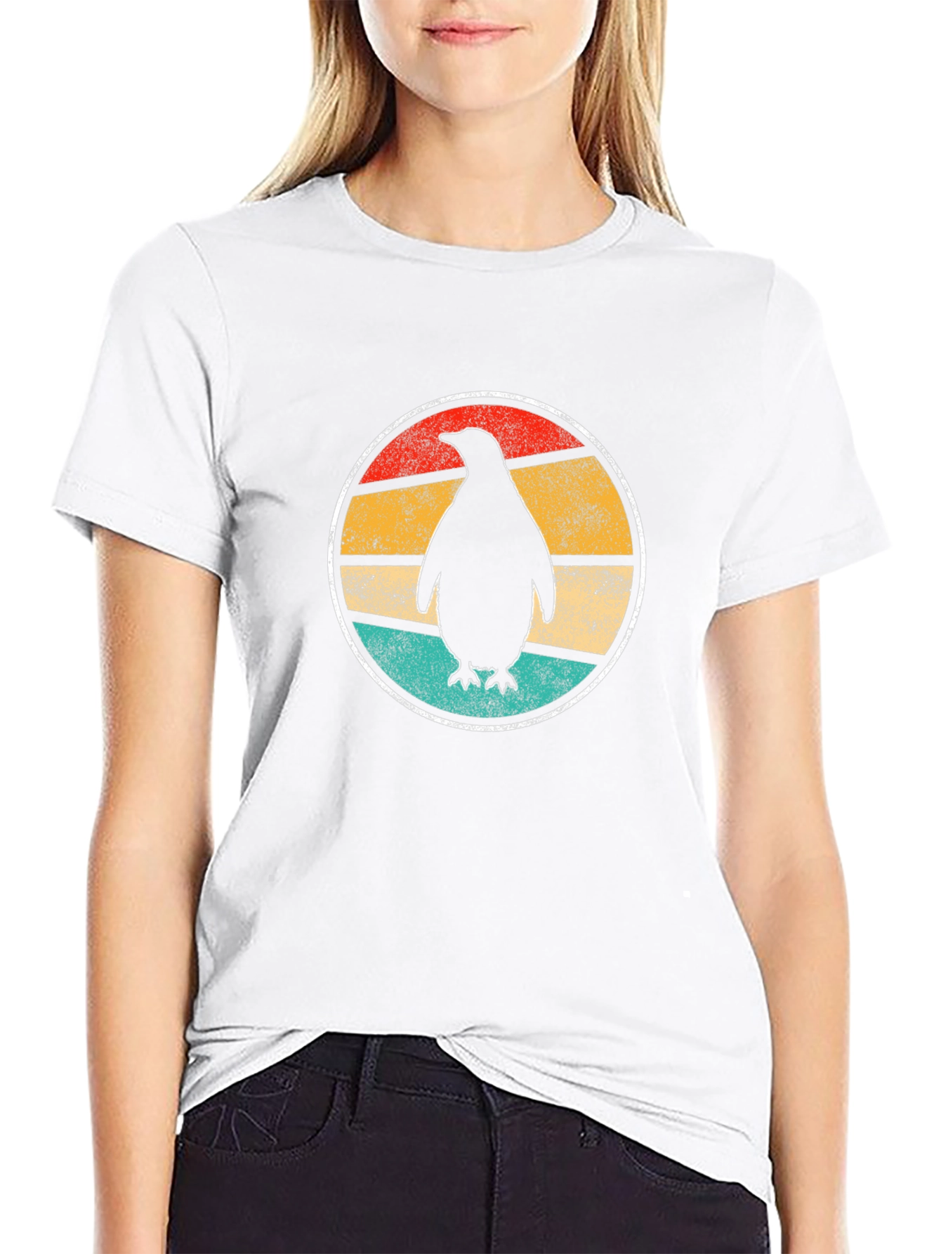 Retro Penguin T-Shirt - Casual Black Tee
