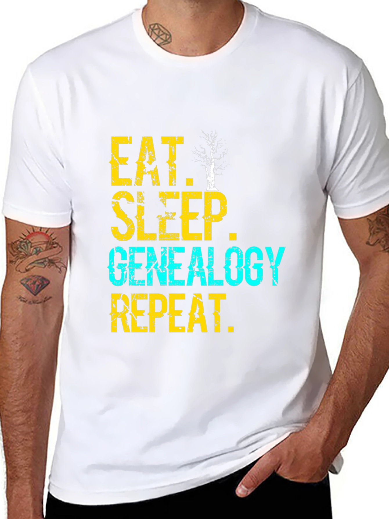 Eat Sleep Genealogy Repeat T-Shirt - Black Graphic Tee