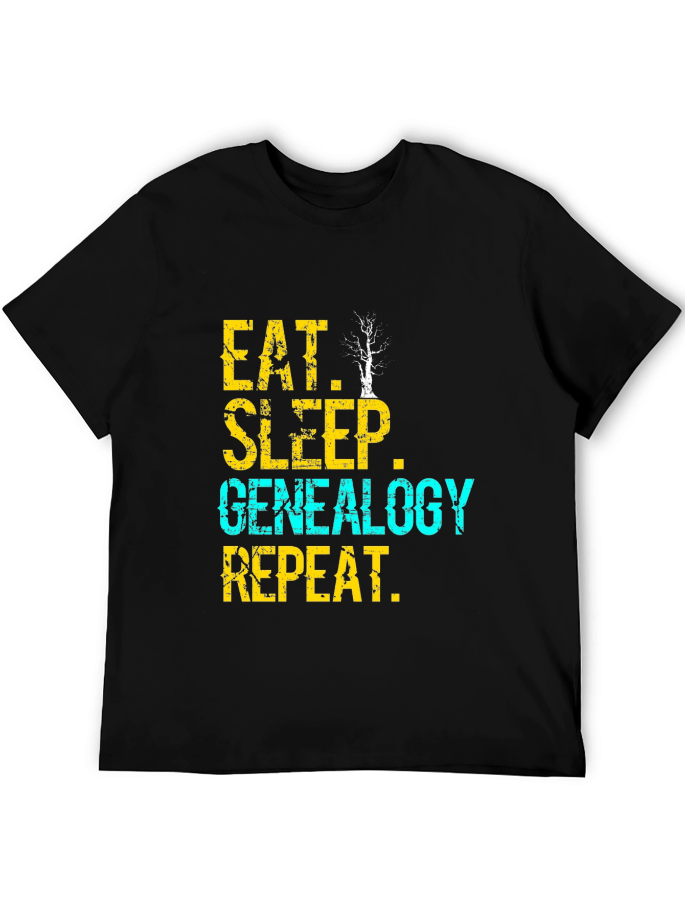 Eat Sleep Genealogy Repeat T-Shirt - Black Graphic Tee