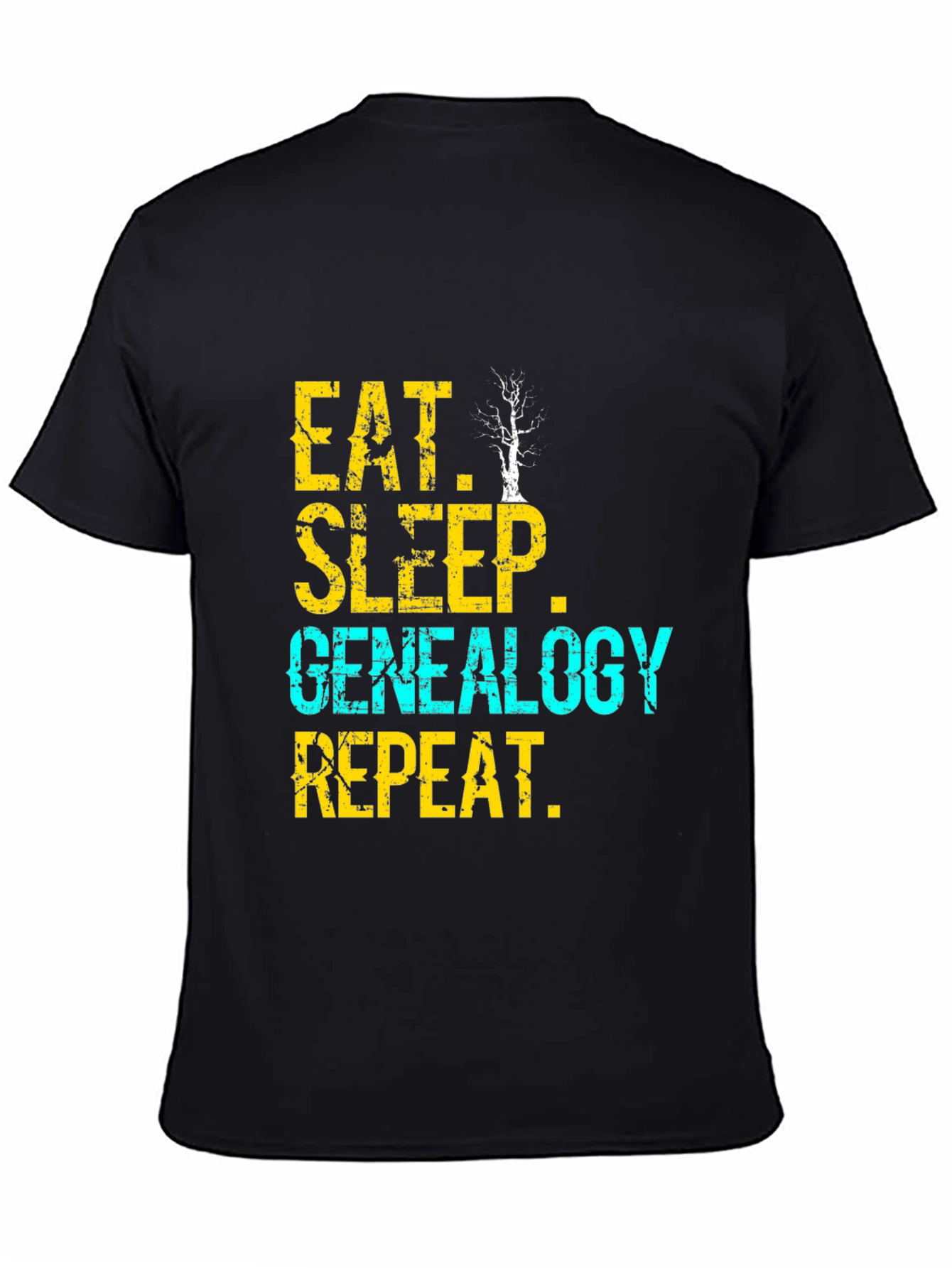 Eat Sleep Genealogy Repeat T-Shirt - Black Graphic Tee