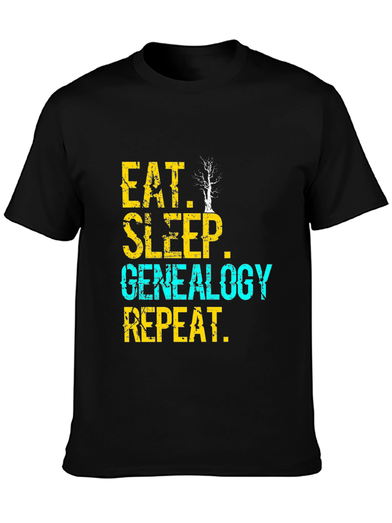Eat Sleep Genealogy Repeat T-Shirt - Black Graphic Tee
